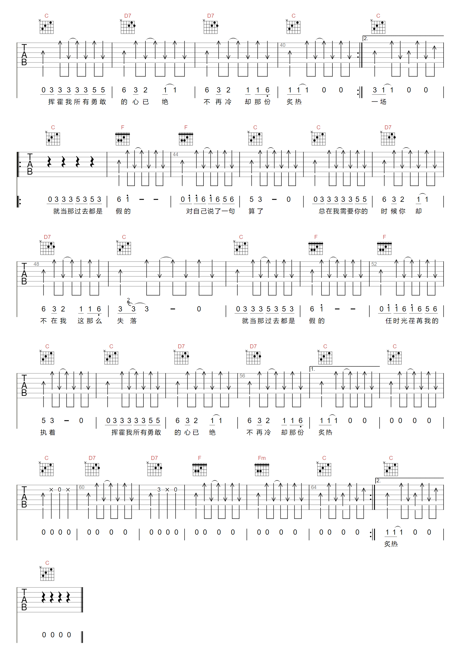 新学校废物合唱团《再见琳尼尔》吉他谱_C调弹唱谱-图2