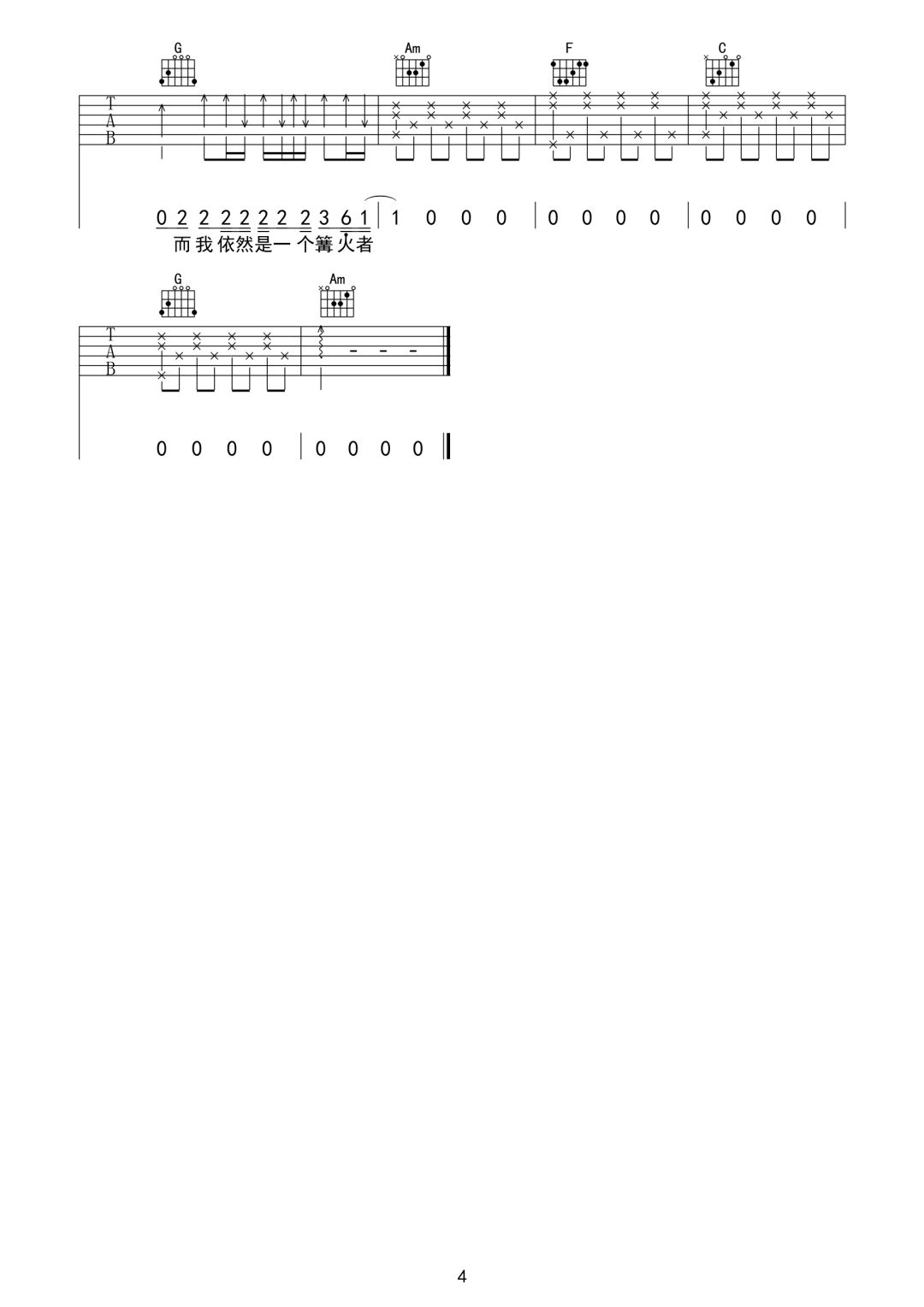 Zyboy忠宇《妈妈的话》吉他谱_C调原版弹唱谱-图4