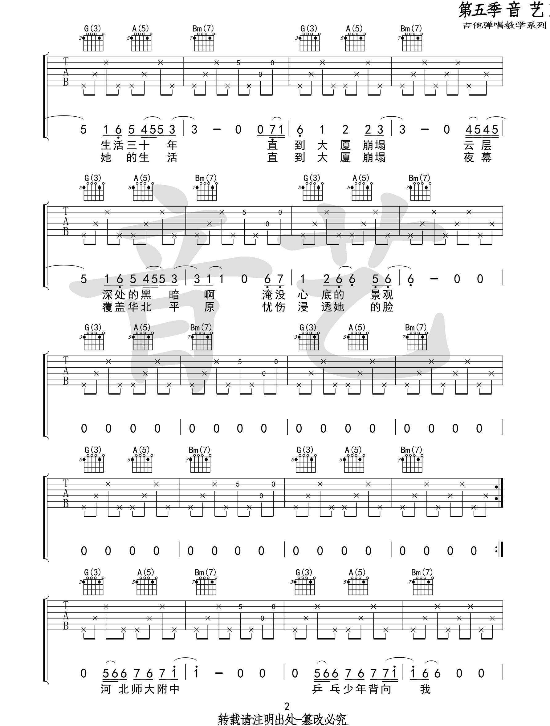 万能青年旅店《杀死那个石家庄人》吉他谱_D调原版弹唱谱-图2