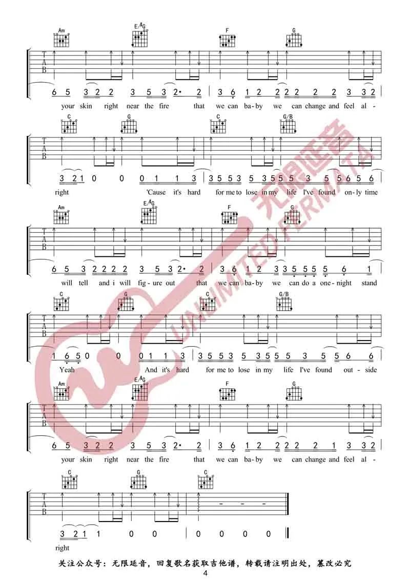 Daniel Powter《Free Loop》吉他谱_C调弹唱谱-图4