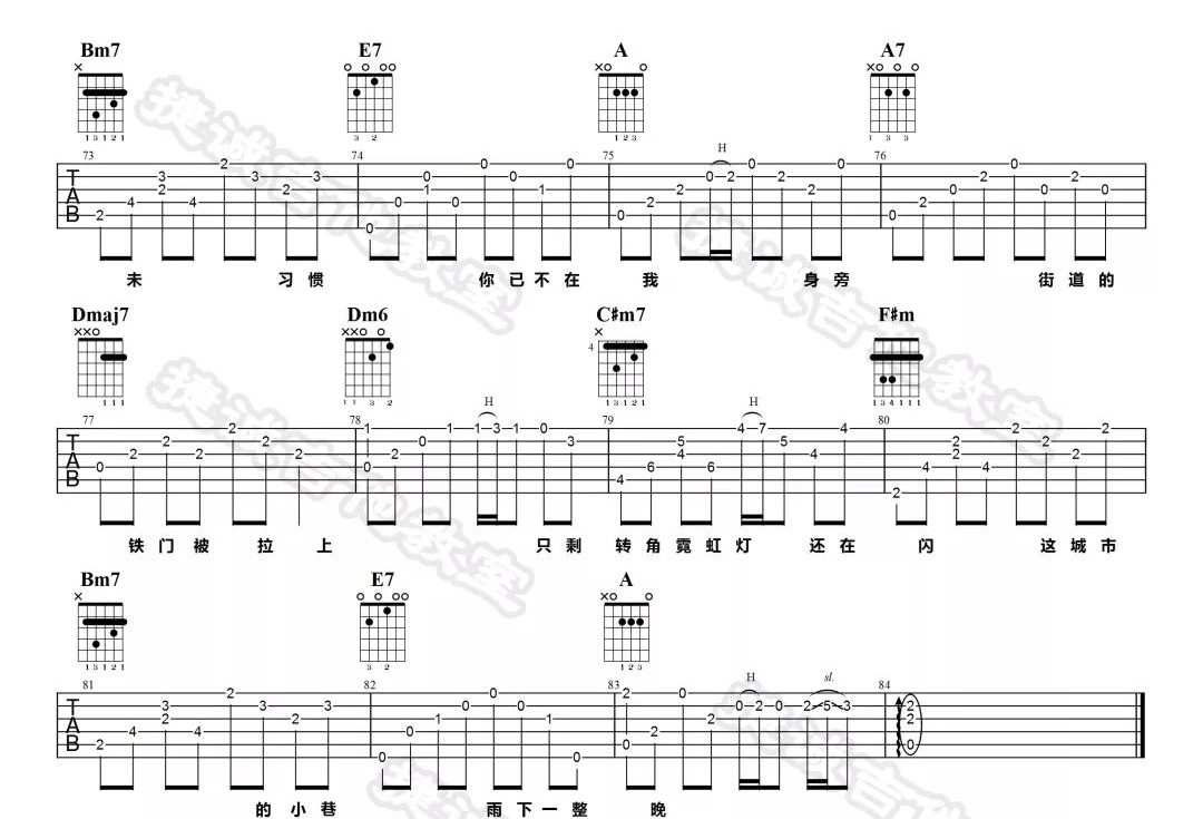 周杰伦《雨下一整晚》吉他谱_A调原版弹唱谱-图4