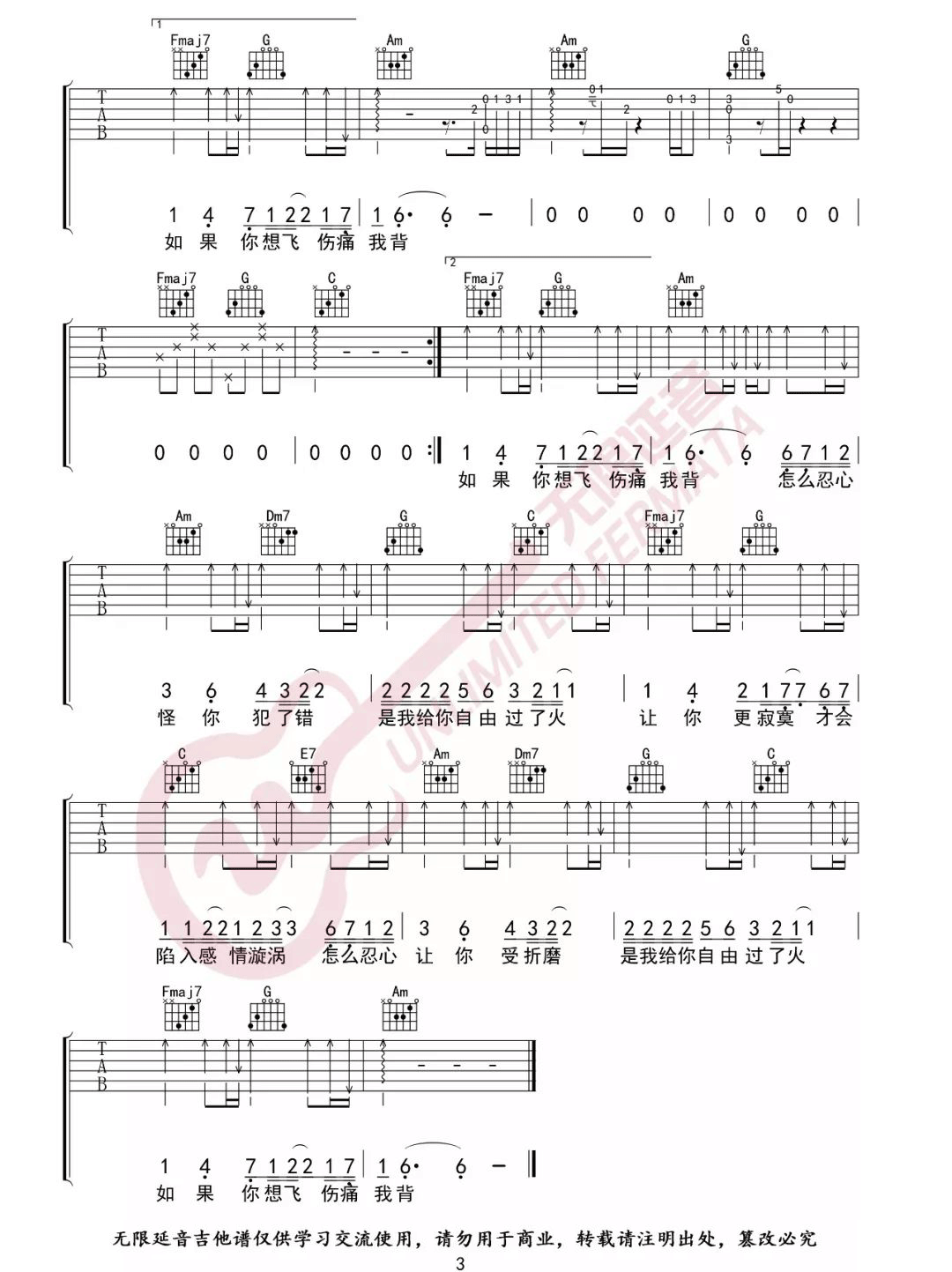 张信哲《过火》吉他谱_C调原版弹唱谱-图3