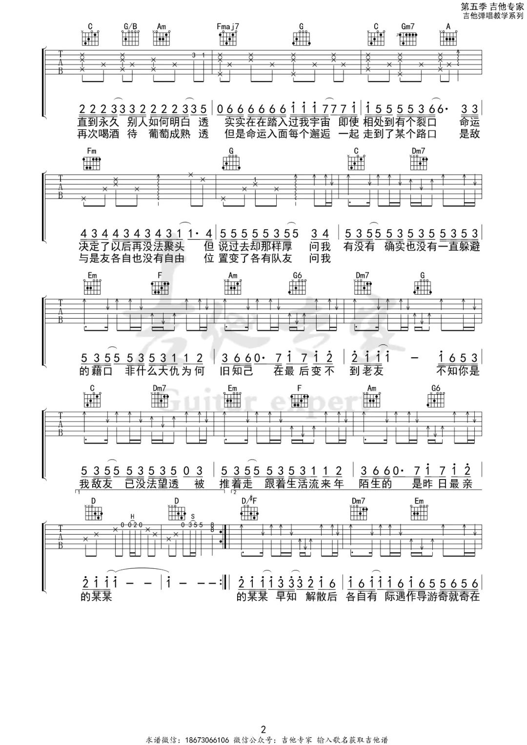 陈奕迅《最佳损友》吉他谱_C调原版弹唱谱-图3