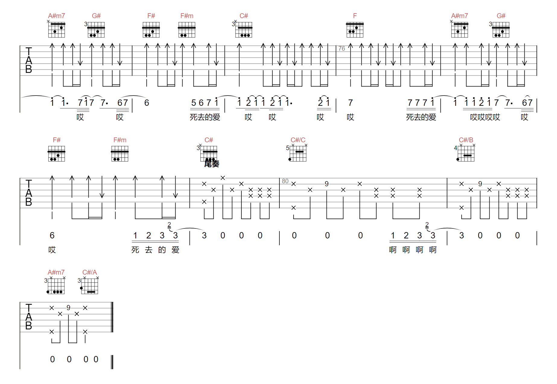 邓紫棋《红蔷薇白玫瑰》吉他谱_C调原版弹唱谱-图6
