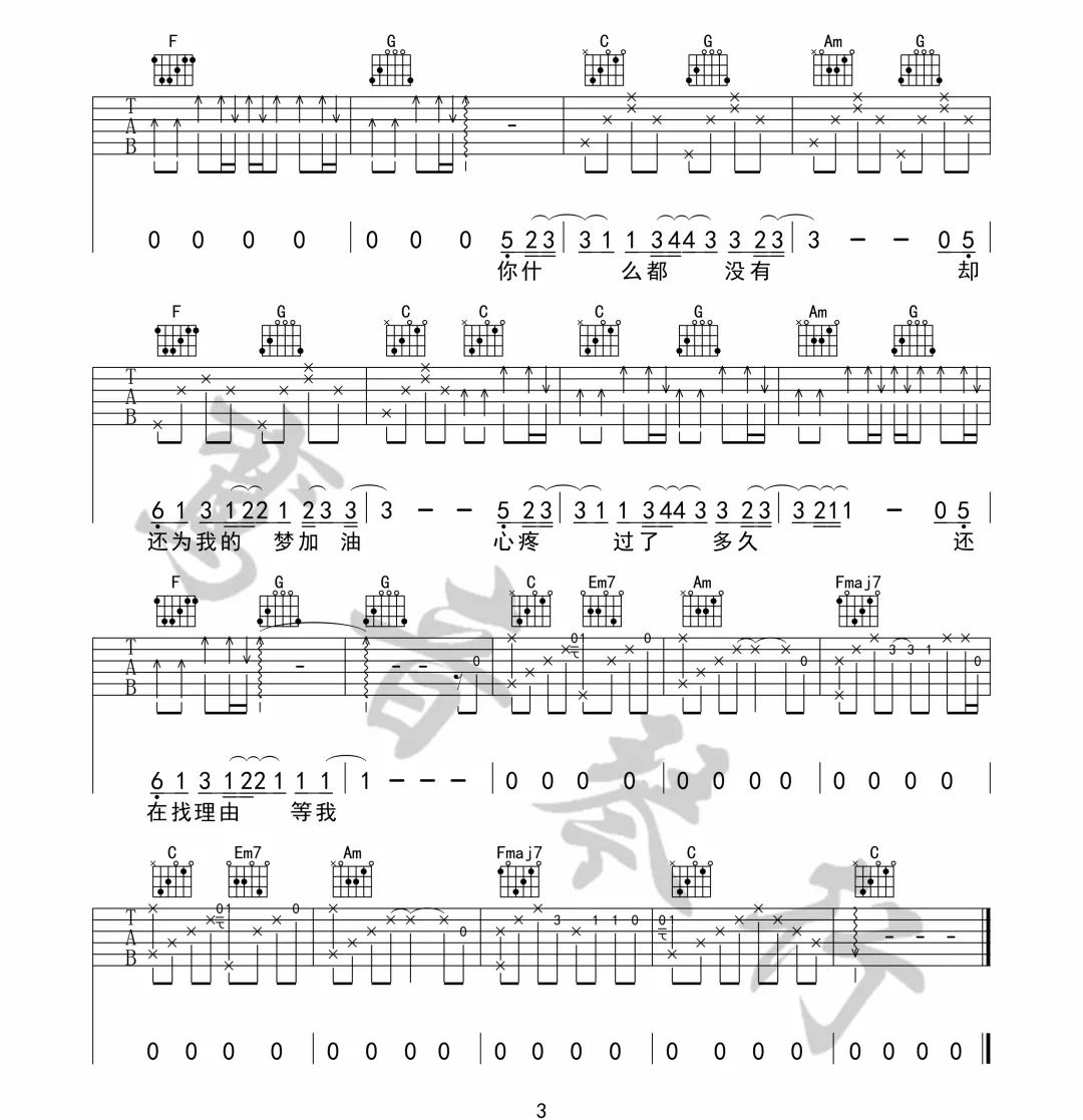周杰伦《说好不哭》吉他谱_C调原版弹唱谱-图3