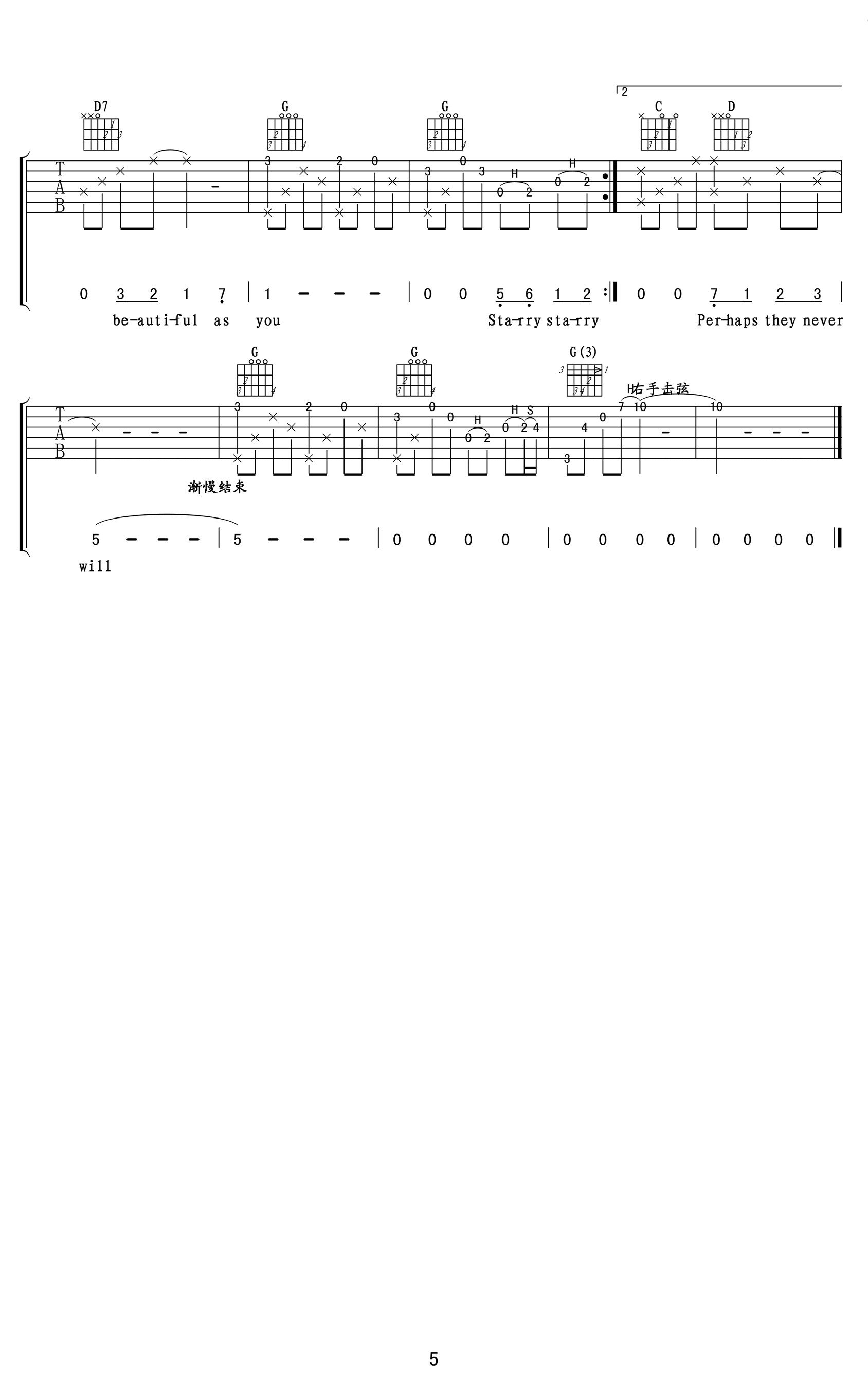 Don Mclean《Vincent》吉他谱_G调原版吉他谱_吉他弹唱视频教学-图5