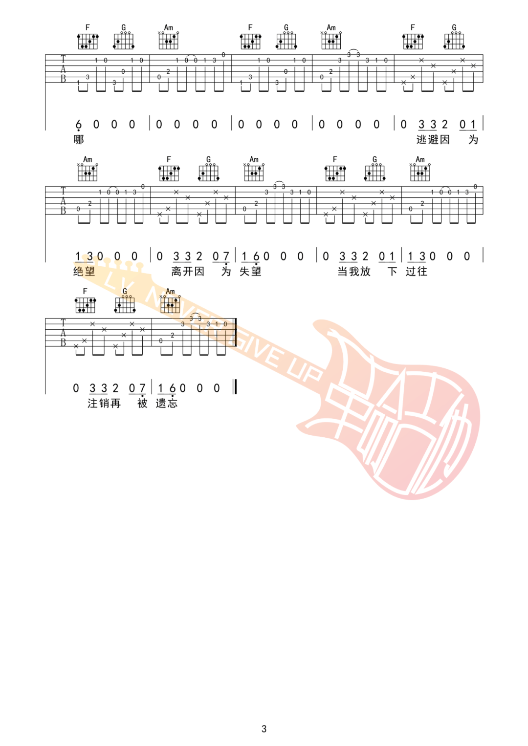 太一《账号已注销》吉他谱_G调原版吉他谱_吉他弹唱视频教学-图3