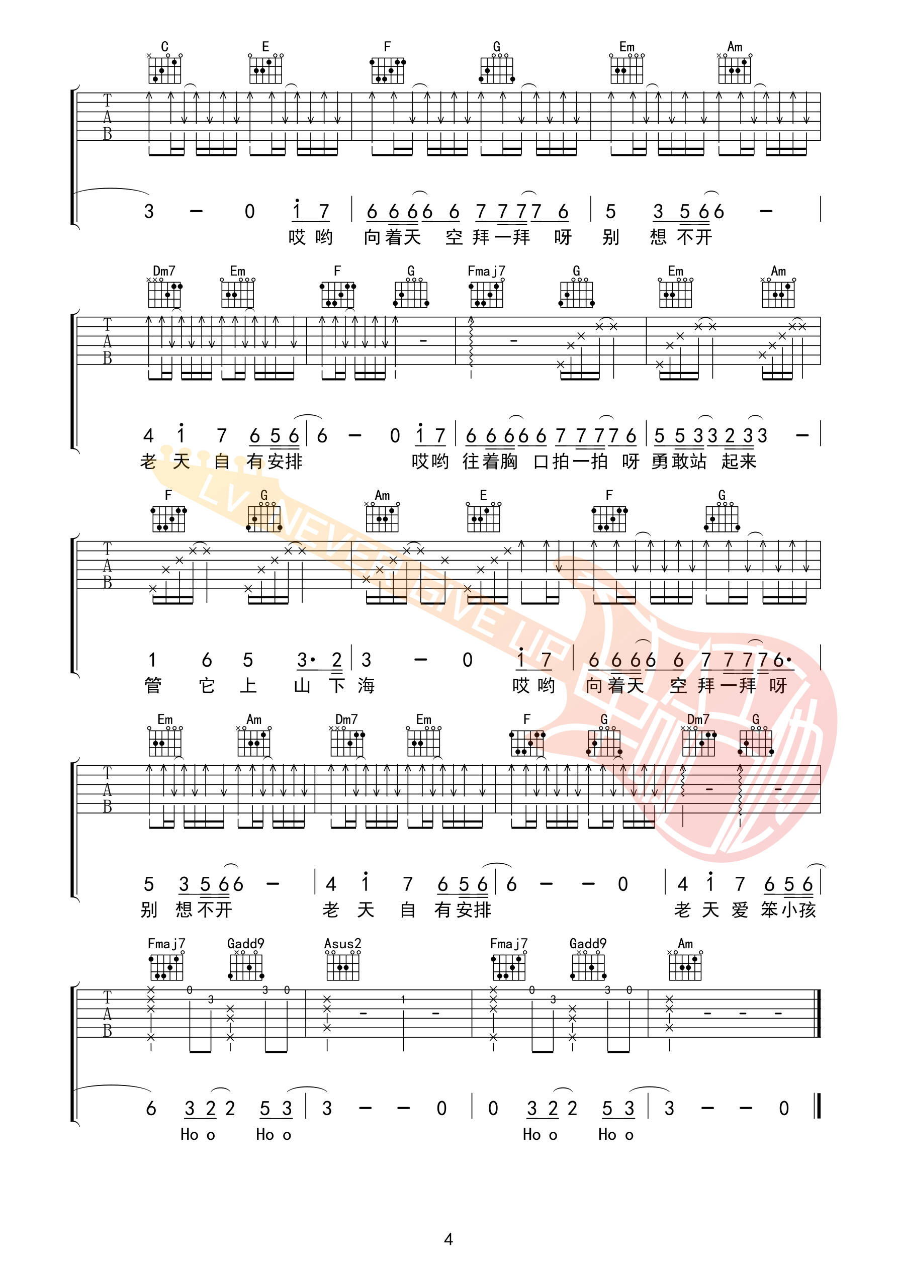 刘德华/易烊千玺《还是笨小孩》吉他谱_C调吉他谱_吉他弹唱视频教学-图4