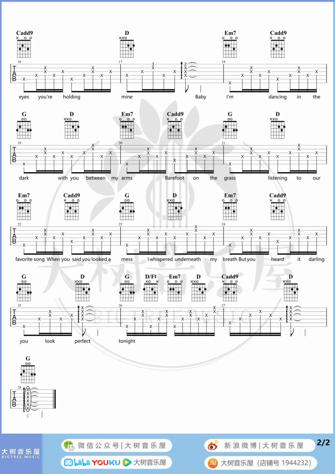 Ed Sheeran《Perfect》吉他谱_G调原版吉他谱_吉他弹唱视频教学-图2