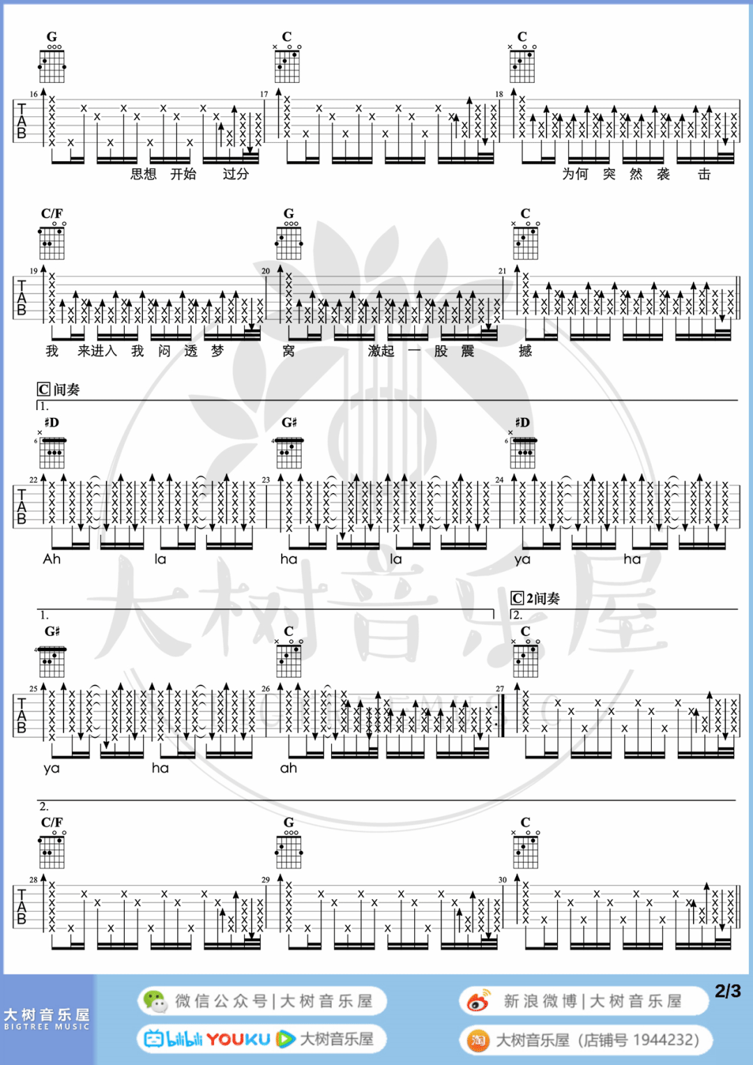 王菲《梦中人》吉他谱_C调超嗨版吉他谱/和弦谱_吉他弹唱视频教学-图2