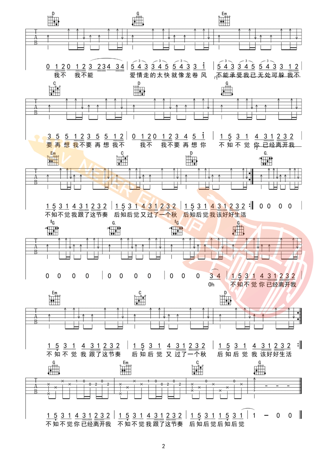 周杰伦《龙卷风》吉他谱_C调原版吉他谱_吉他弹唱视频教学-图2