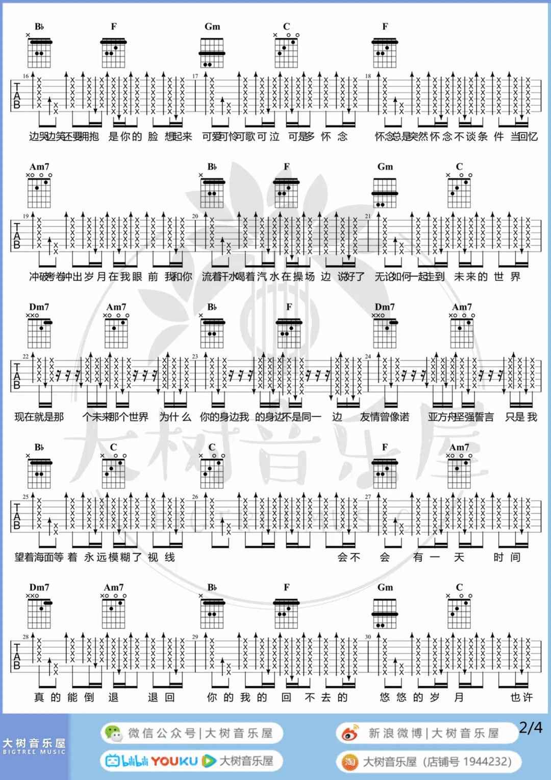 五月天《干杯》吉他谱_F调指法原版吉他谱_吉他弹唱视频教学-图2