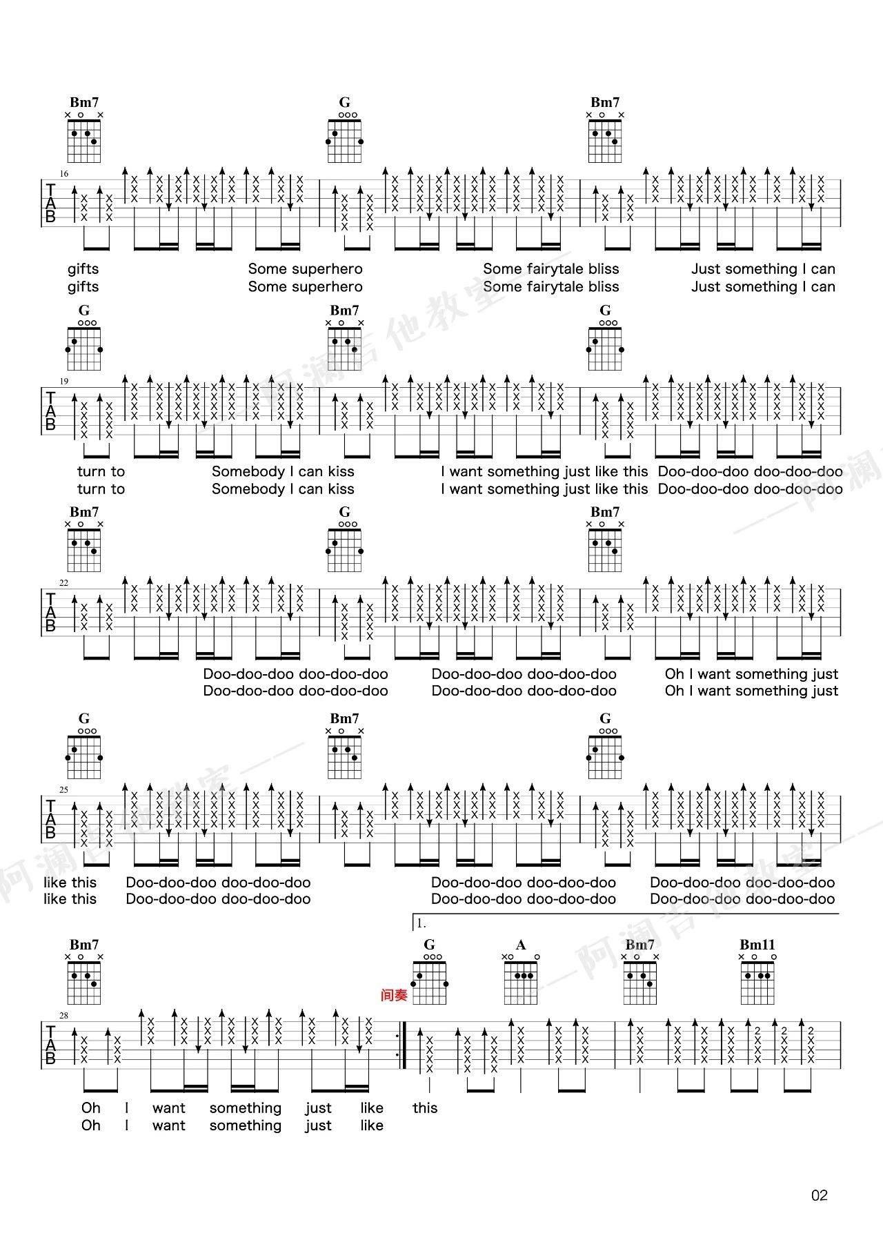 Coldplay《Something Just Like This》吉他谱_D调吉他弹唱视频教学-图2