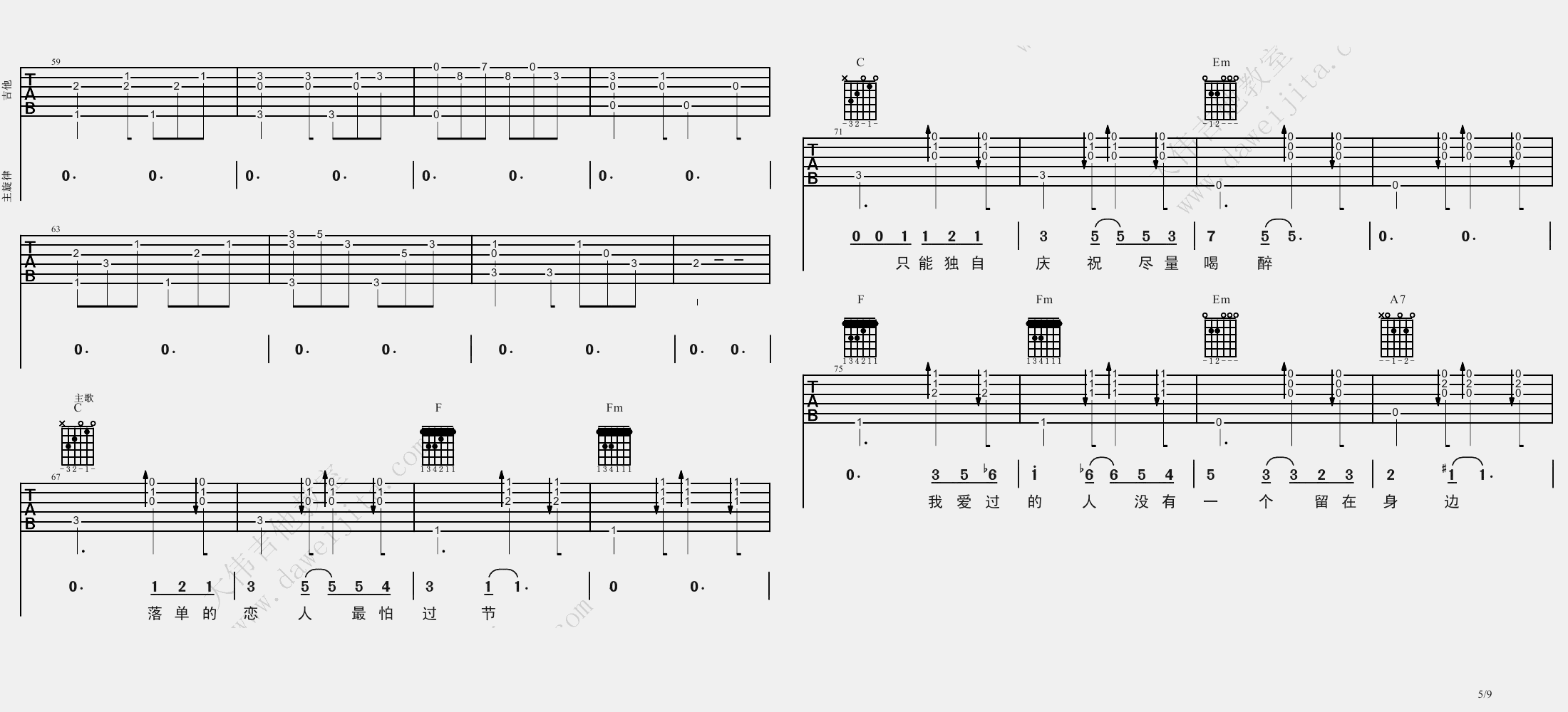 陈奕迅《圣诞结》吉他谱_C调原版吉他谱_吉他弹唱视频教学-图5