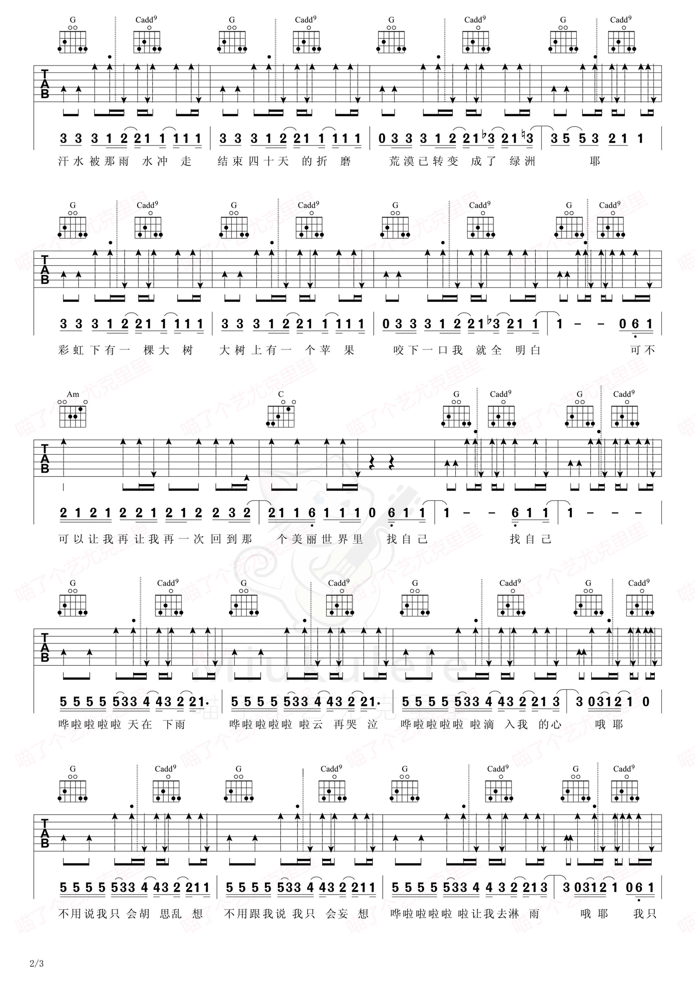 陶喆《找自己》吉他谱_C调原版吉他谱_吉他弹唱视频教学-图2