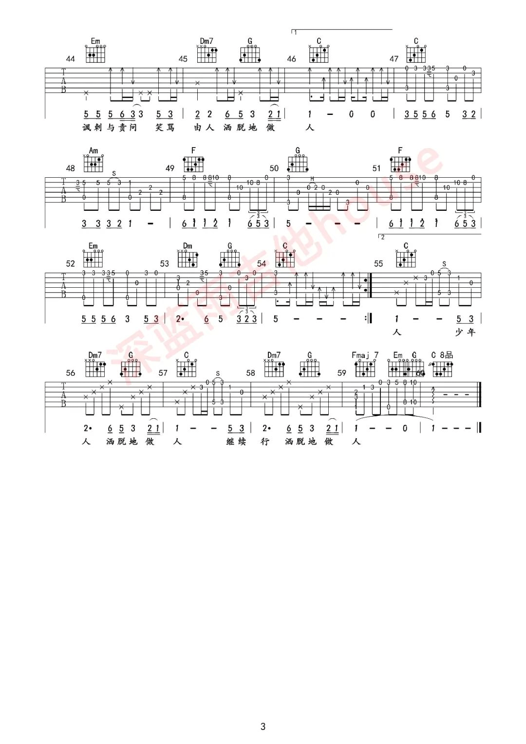 张国荣《沉默是金》吉他谱_C调原版吉他谱_吉他弹唱视频教学-图3