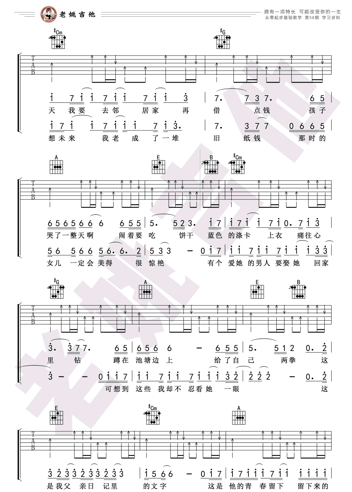 李健/许飞《父亲写的散文诗》吉他谱_E调吉他谱_吉他弹唱视频教学-图2