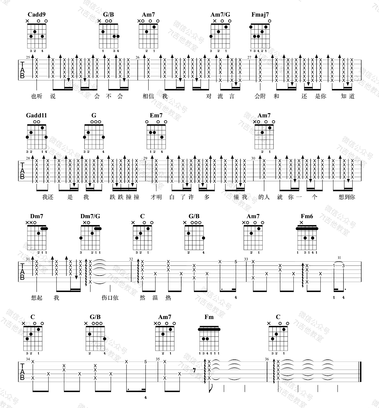 张惠妹《如果你也听说》吉他谱_C调原版吉他谱_吉他弹唱视频教学-图3