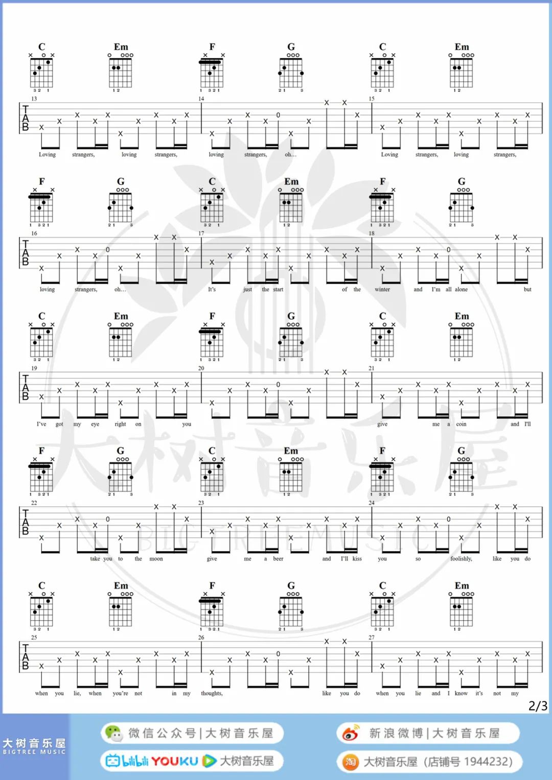 Russian Red《Loving Strangers》吉他谱_C调弹唱吉他谱-图2