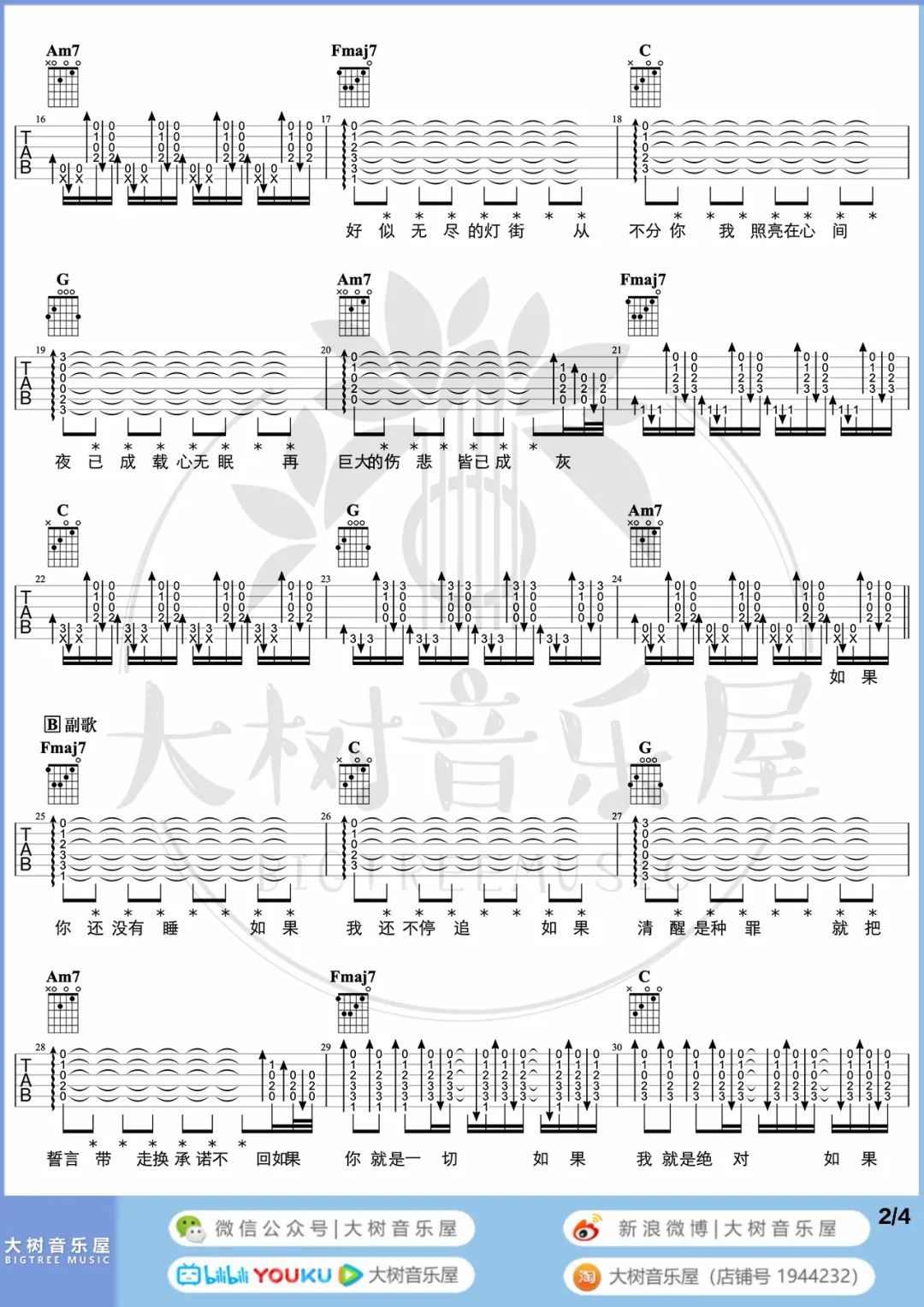 告五人《带我去找夜生活》吉他谱_C调吉他谱/和弦谱_弹唱视频教学-图2