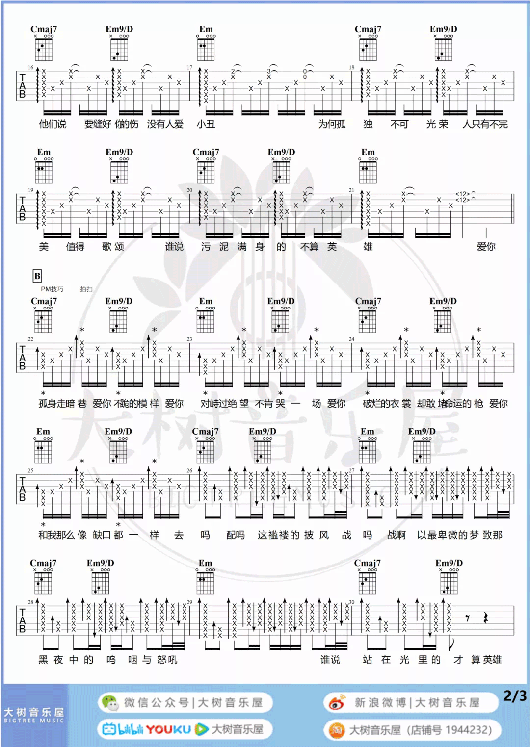 陈奕迅《孤勇者》吉他谱_G调原版吉他谱_吉他弹唱视频教学-图2