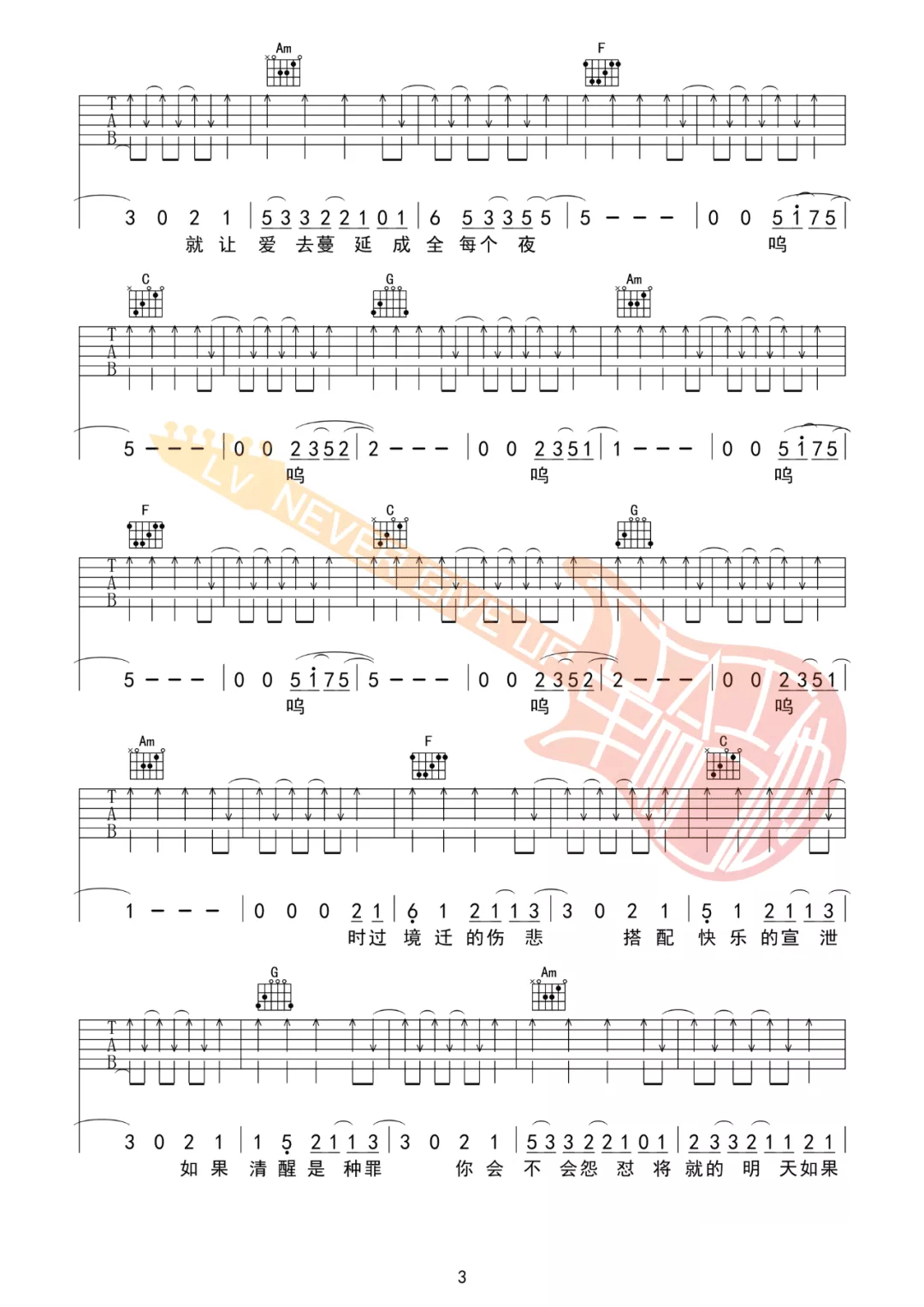 告五人《带我去找夜生活》吉他谱_C调吉他谱_吉他弹唱视频教学-图3