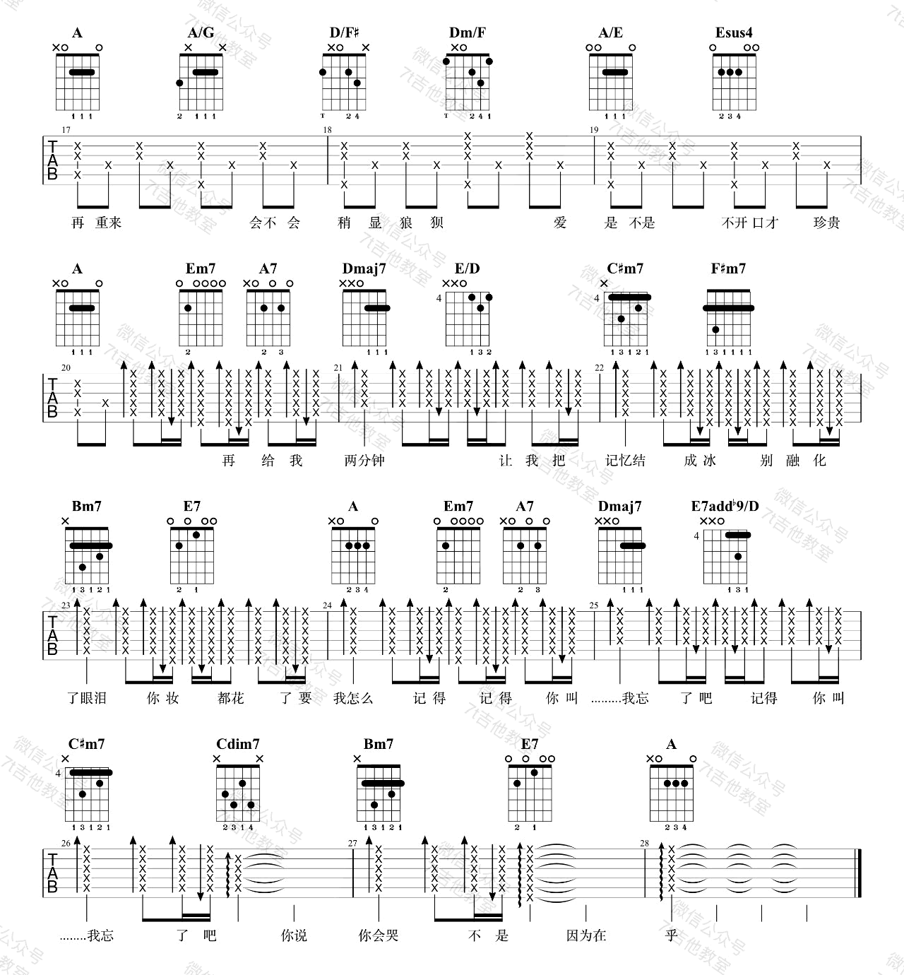 周杰伦《最长的电影》吉他谱_A调原版吉他谱_吉他弹唱视频教学-图2