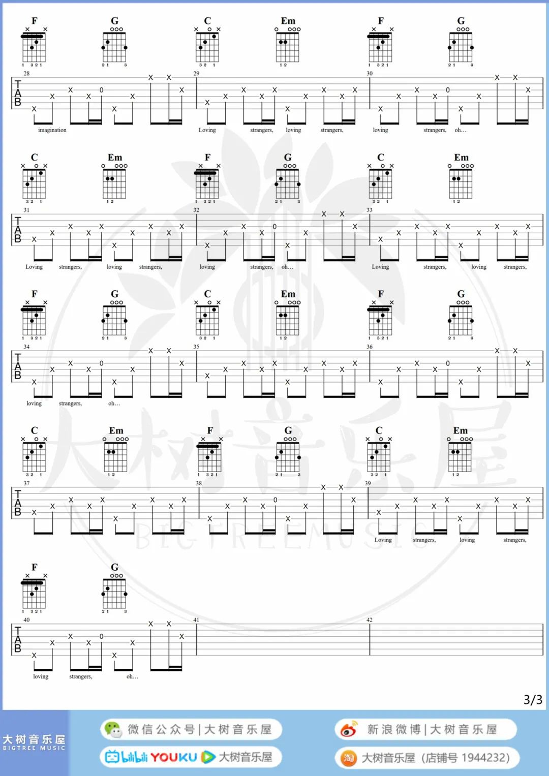 Russian Red《Loving Strangers》吉他谱_C调弹唱吉他谱-图3
