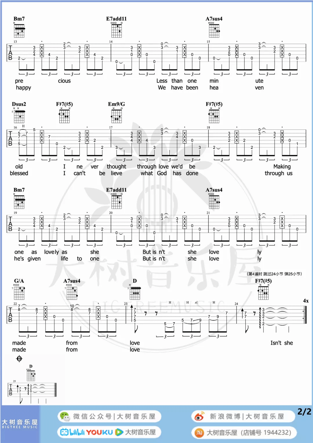 Stevie Wonder《Isnt She Lovely》吉他谱_B小调_吉他弹唱谱-图2