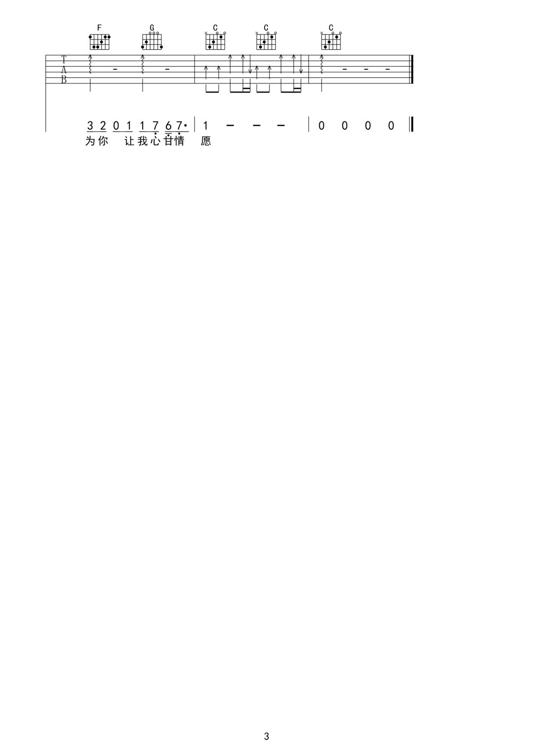 王心凌《爱你》吉他谱_C调指法吉他谱_吉他弹唱视频教学-图3
