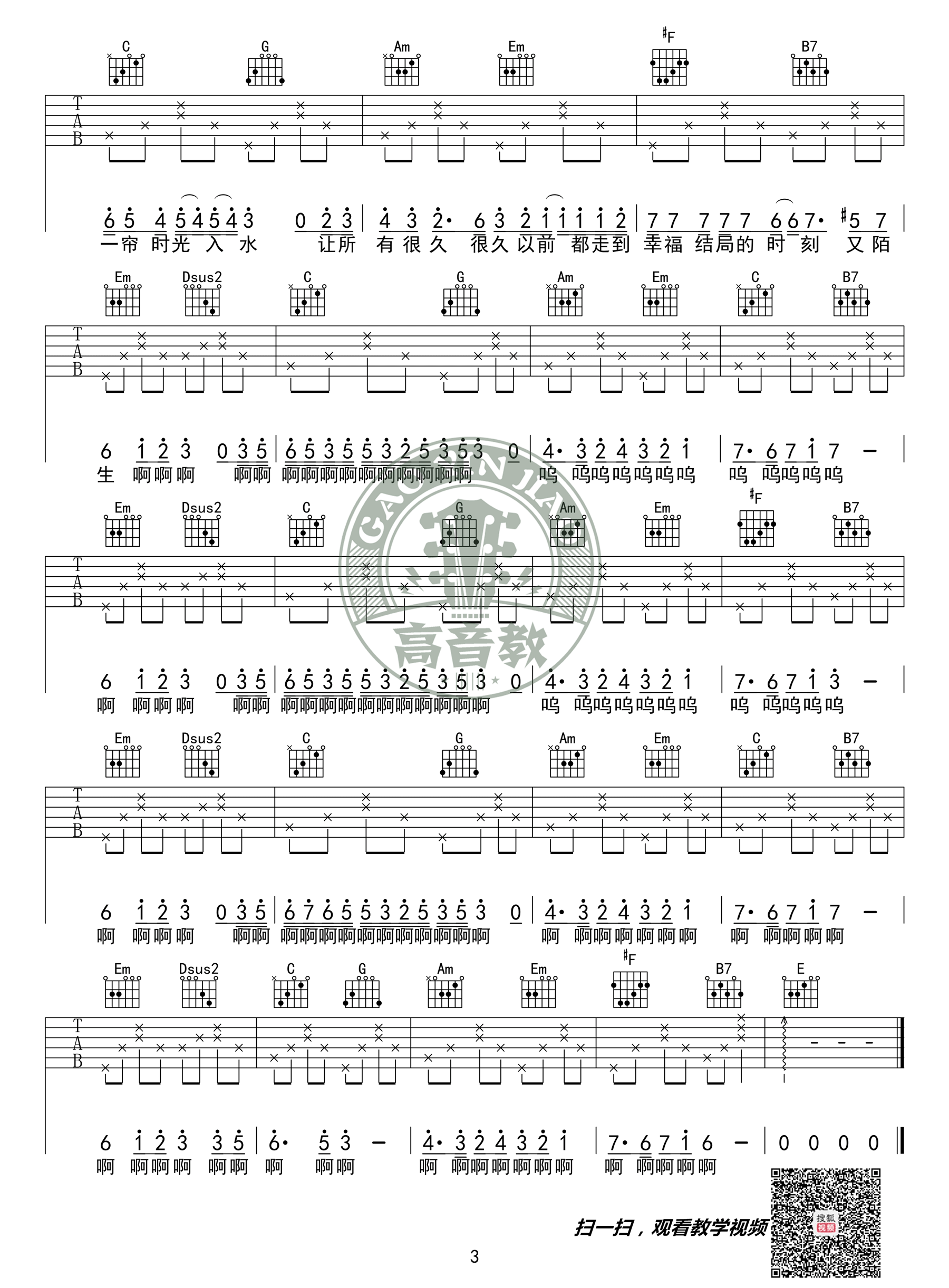 陈一发儿《童话镇》吉他谱_G调原版吉他谱_吉他弹唱视频教学-图3