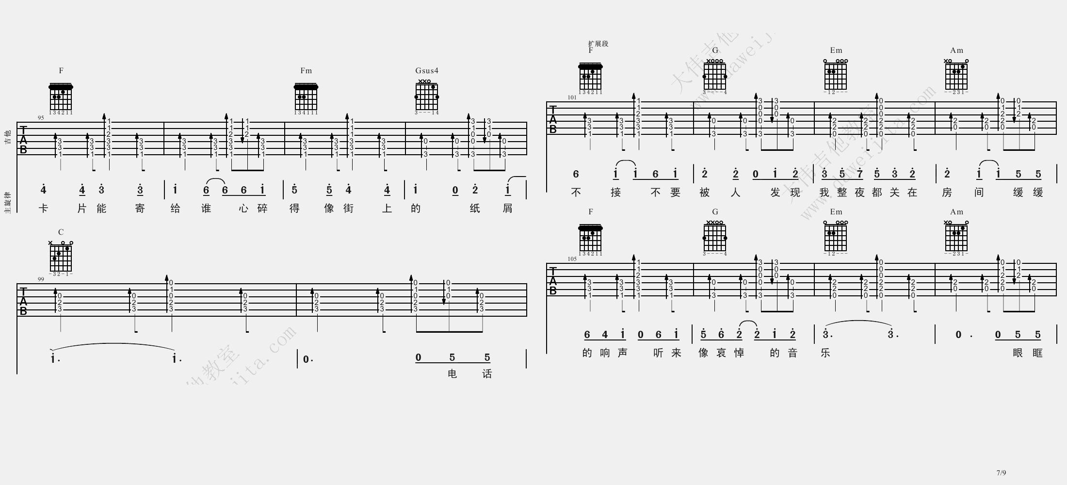 陈奕迅《圣诞结》吉他谱_C调原版吉他谱_吉他弹唱视频教学-图7