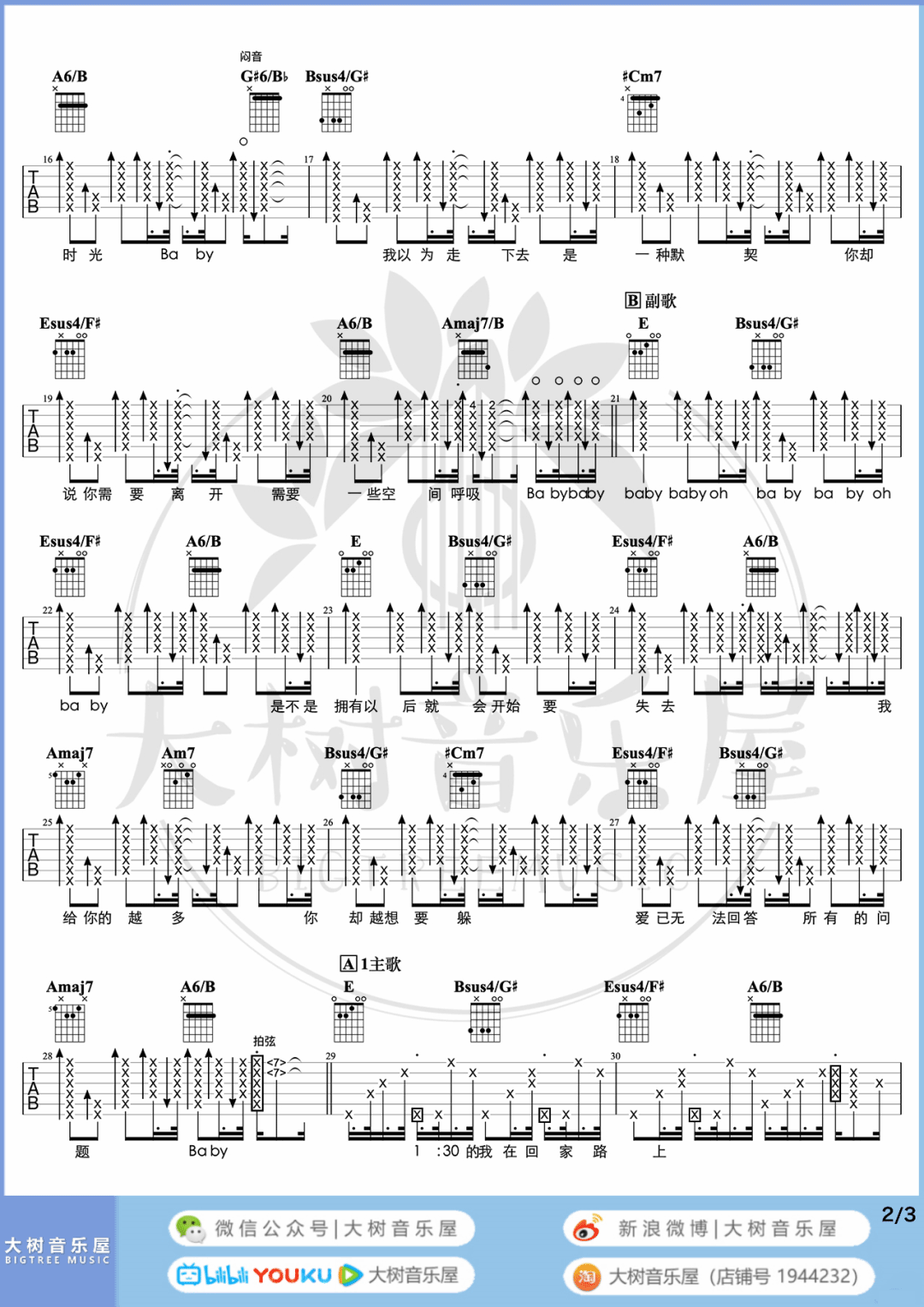 陶喆《飞机场的10:30》吉他谱_E调原版吉他谱_吉他弹唱视频教学-图2
