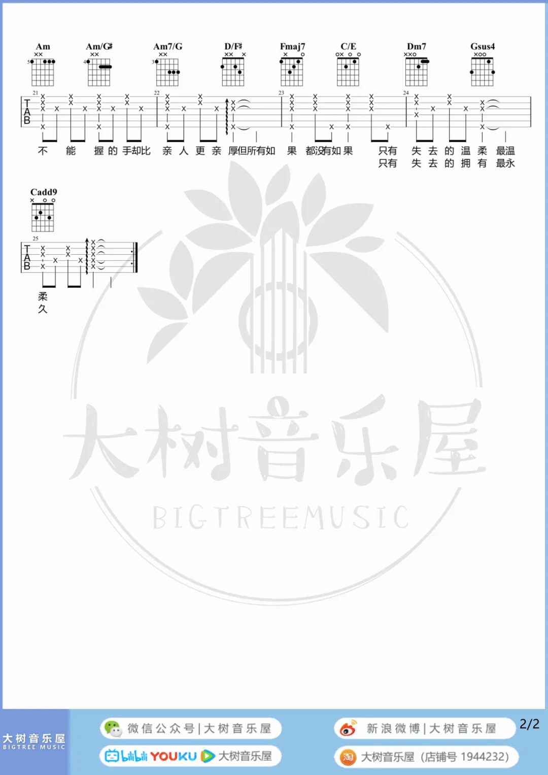 杨丞琳《匿名的好友》吉他谱_C调原版吉他谱_吉他弹唱视频教学-图2