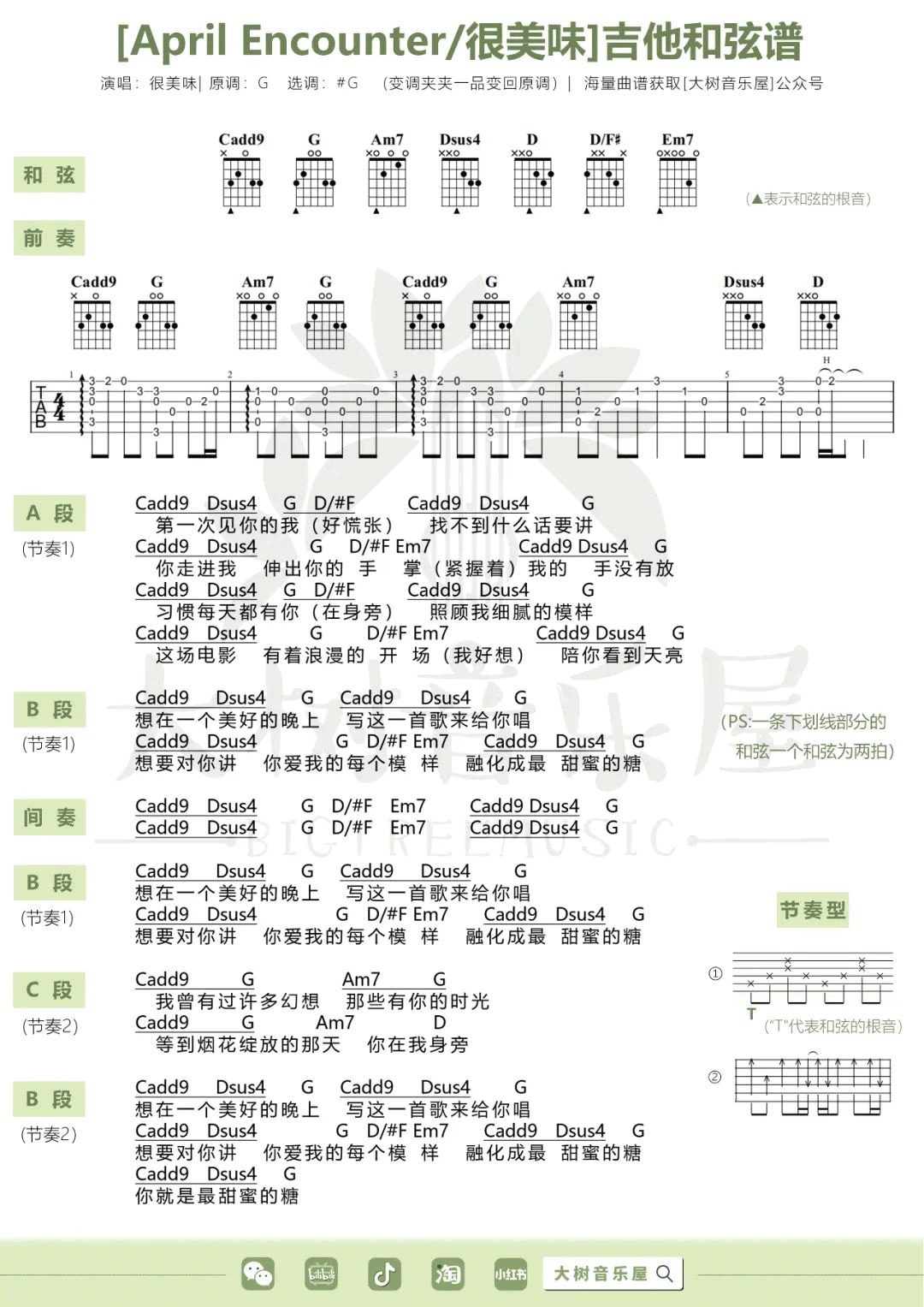 很美味《April Encounter》吉他谱_G调吉他谱_吉他弹唱视频教学-图4