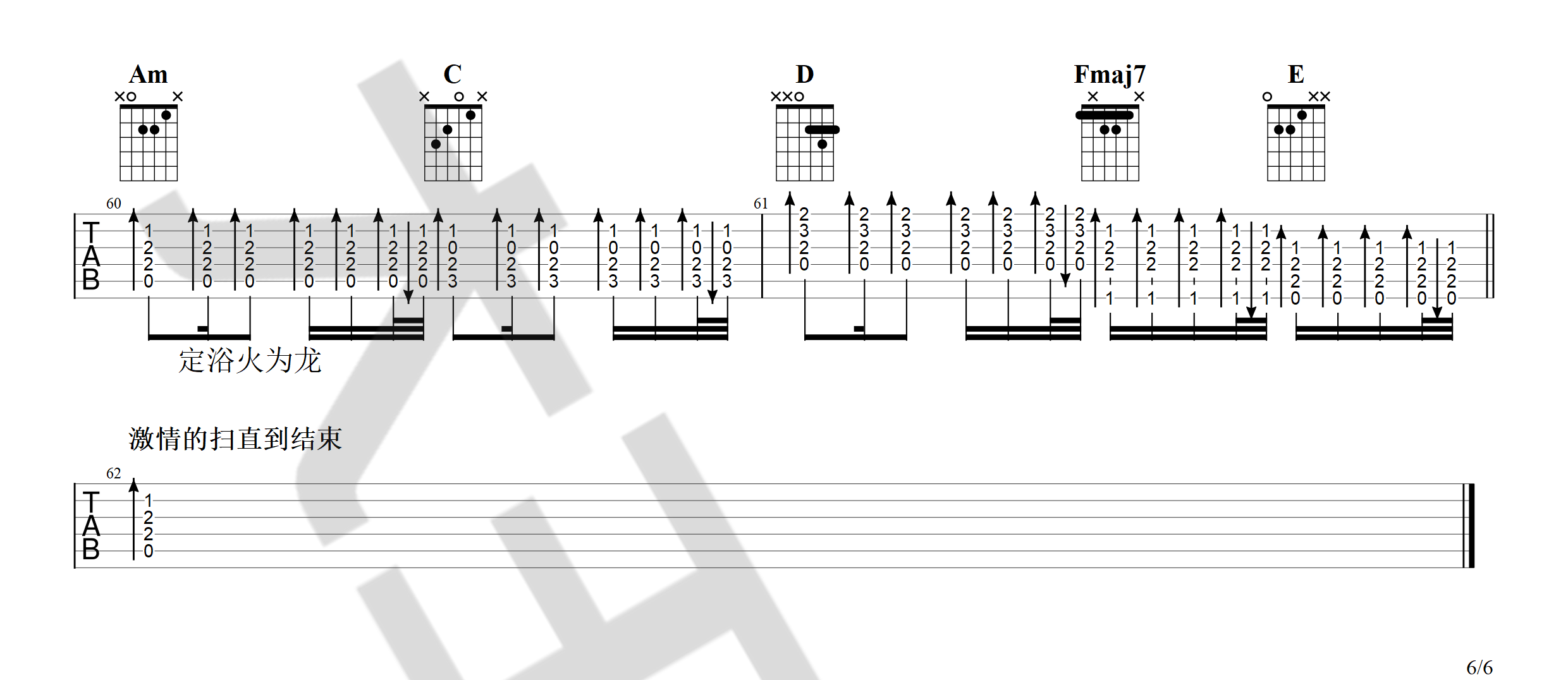 华晨宇《荒野魂斗罗》吉他谱_C调原版吉他谱_吉他弹唱视频教学-图6