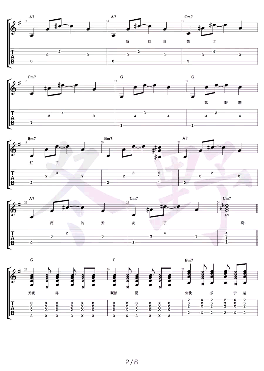 王菲《你快乐所以我快乐》吉他谱_G调吉他谱_吉他弹唱视频教学-图2