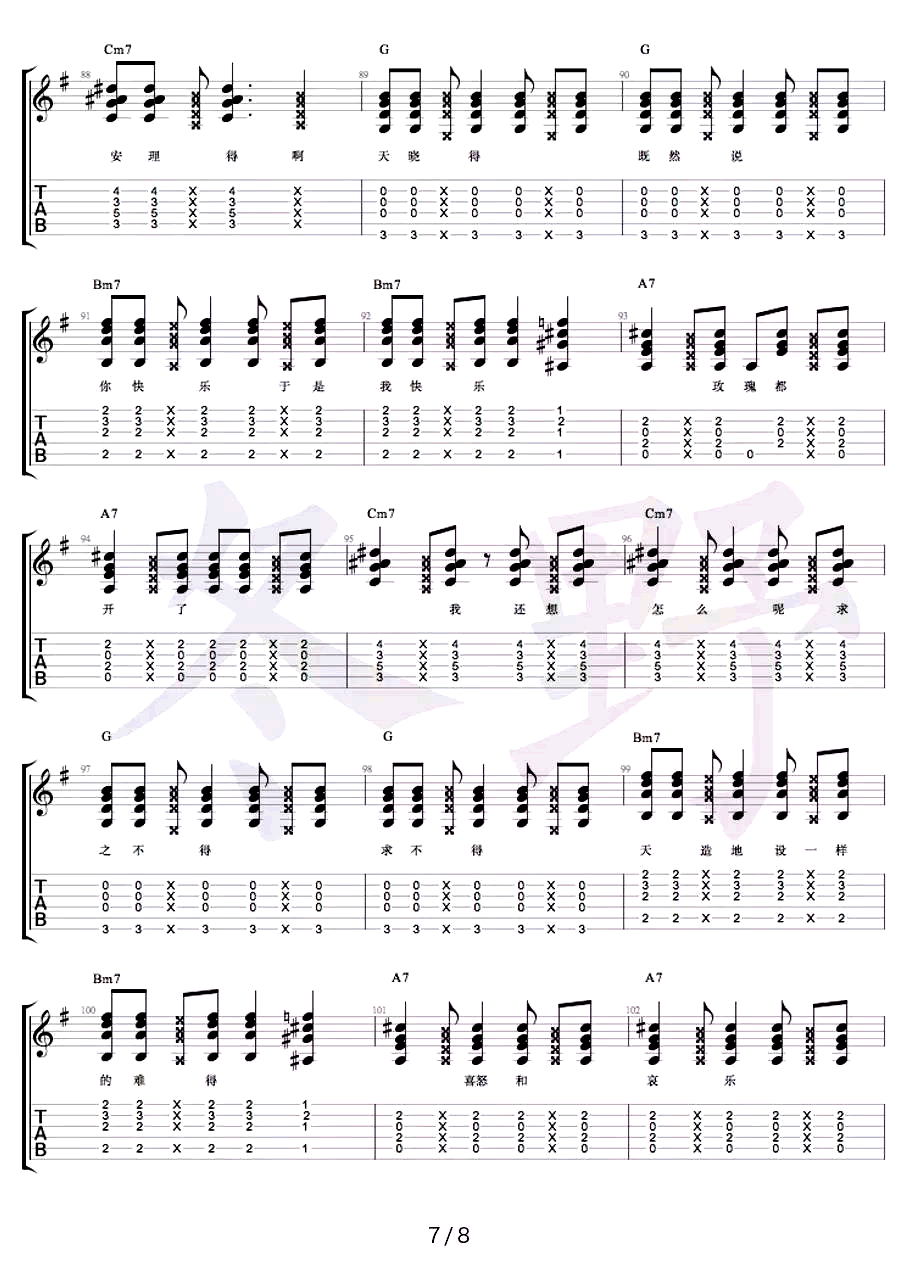 王菲《你快乐所以我快乐》吉他谱_G调吉他谱_吉他弹唱视频教学-图7