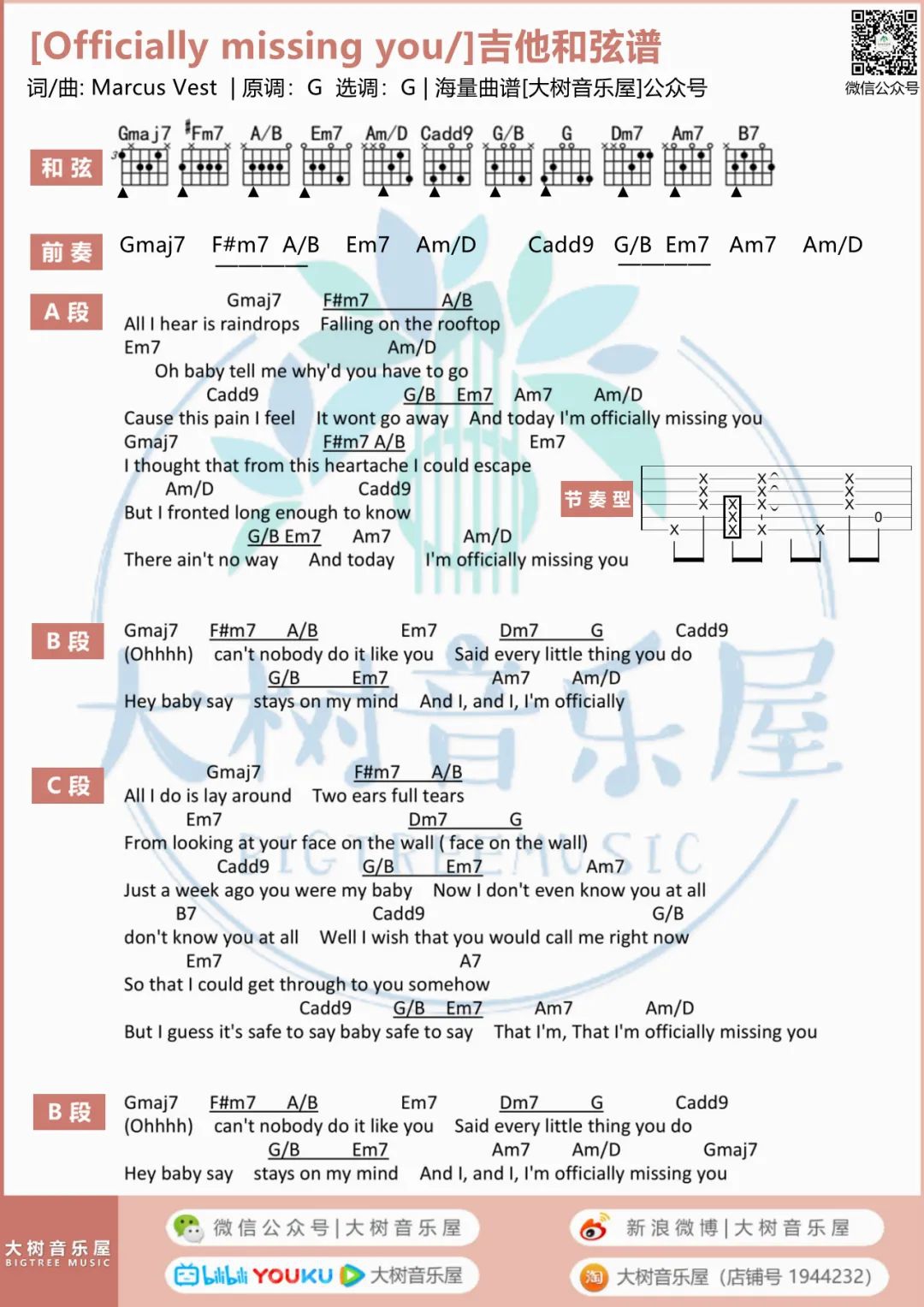Tamia《Officially Missing You》吉他谱_G调指法_吉他弹唱视频教学-图3