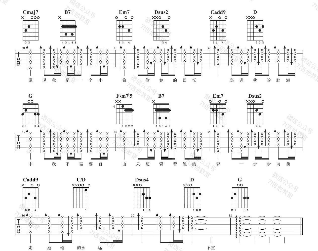 黄义达《那女孩对我说》吉他谱_G调指法原版弹唱谱-图3
