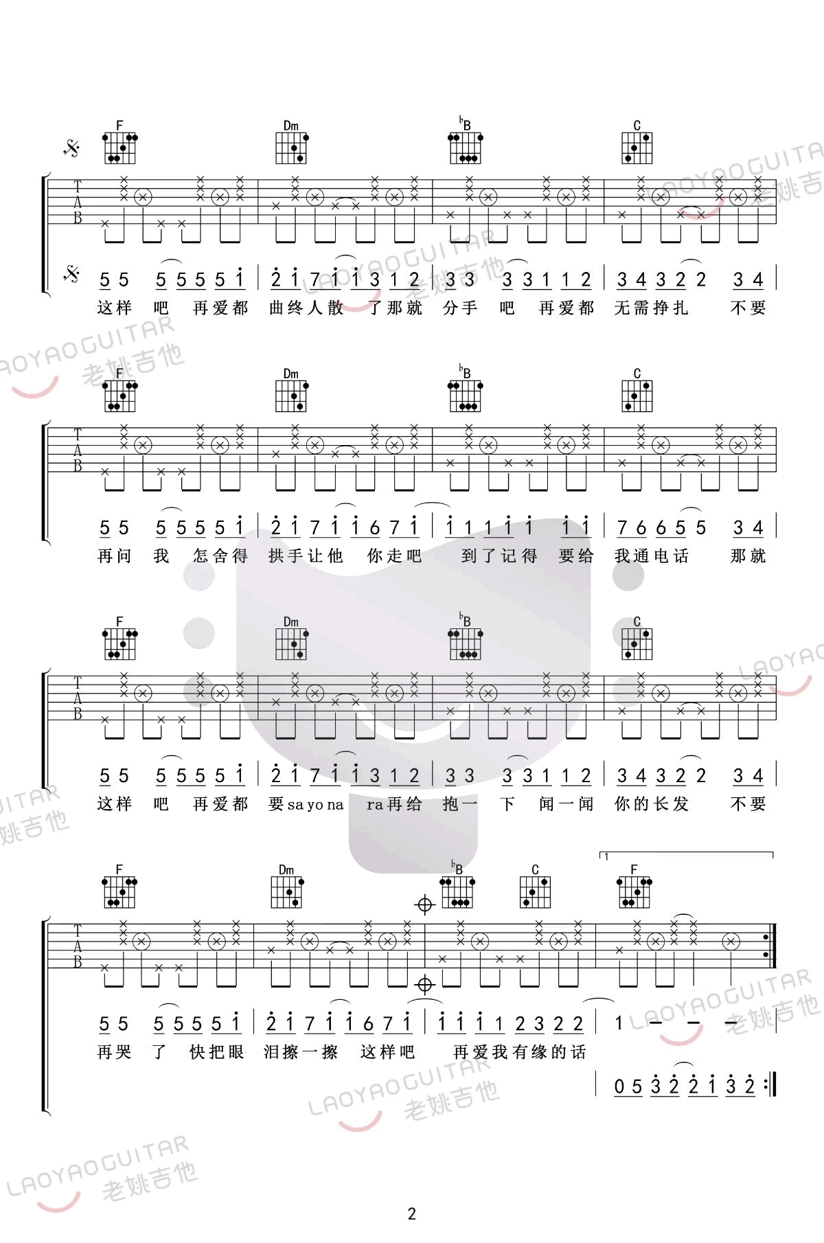 动力火车《那就这样吧》吉他谱_F调拍弦版吉他谱_吉他弹唱视频教学-图3