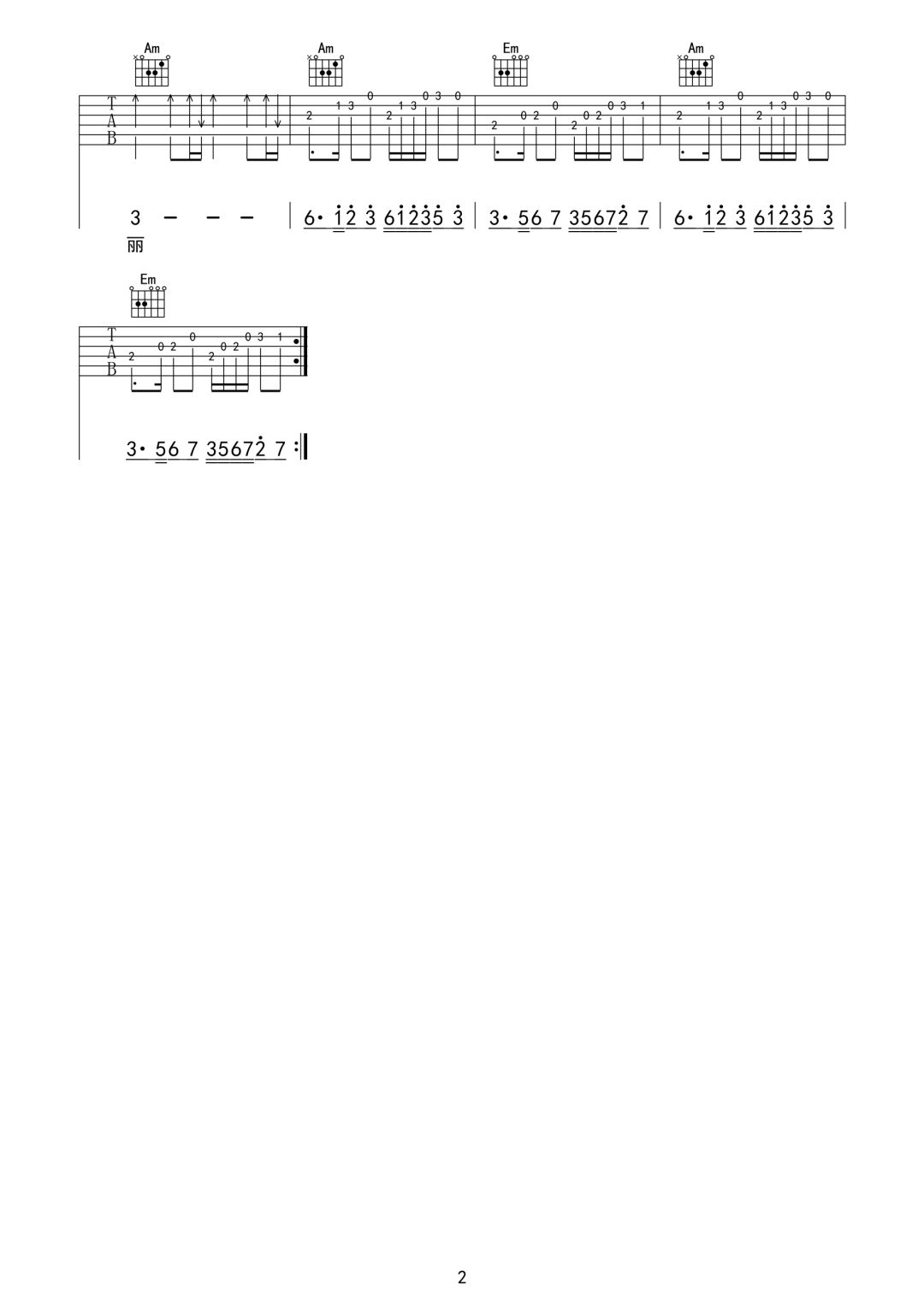 五条人《阿珍爱上了阿强》吉他谱_C调原版吉他谱_吉他弹唱视频教学-图2