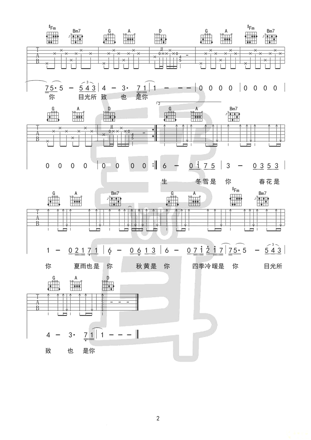 马良《往后余生》吉他谱_D调指法原版吉他谱_吉他弹唱视频教学-图2