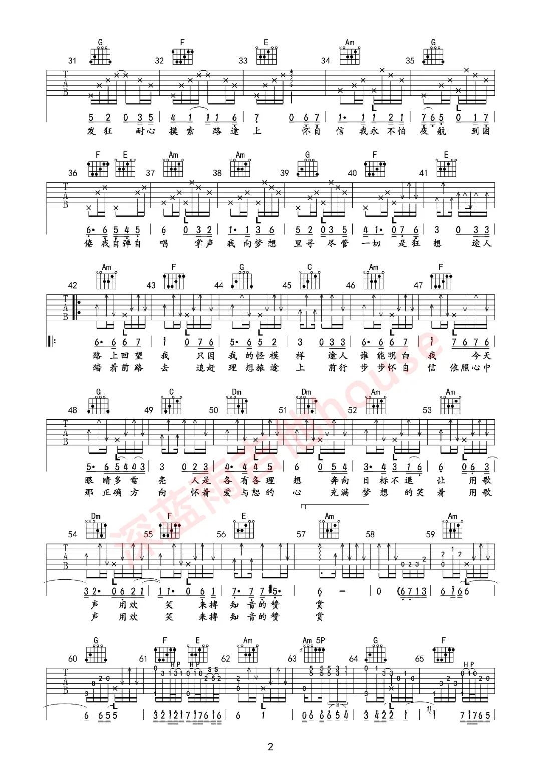 林子祥《谁能明白我》吉他谱_C调原版吉他谱_吉他弹唱视频教学-图2