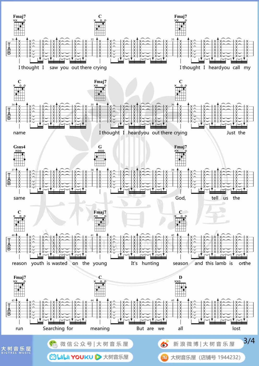 Keira Knightley《Lost Stars》吉他谱_C调吉他谱_吉他弹唱视频教学-图3