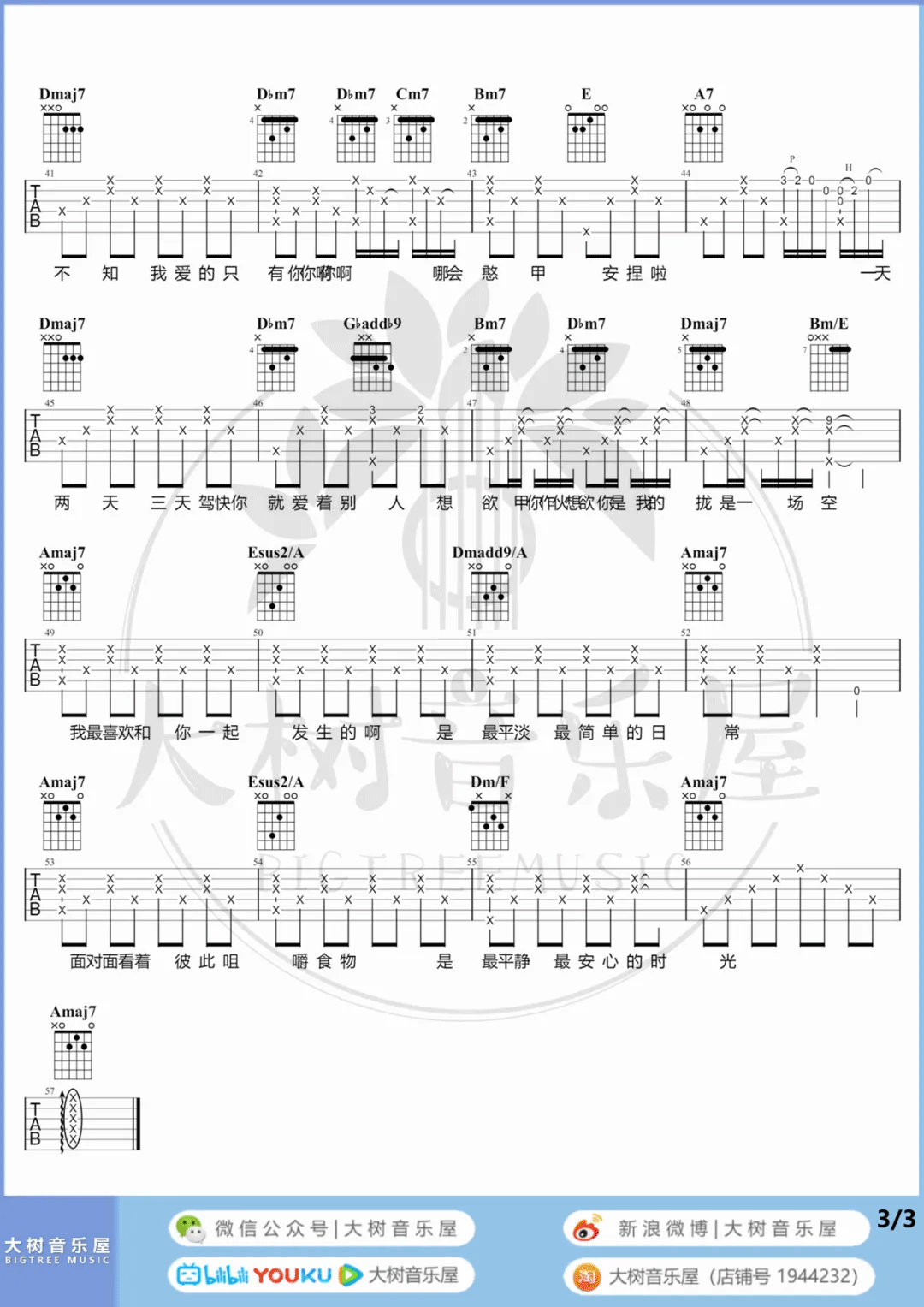 魏如萱《你啊你啊》吉他谱_A调指法原版吉他谱_吉他弹唱视频教学-图3
