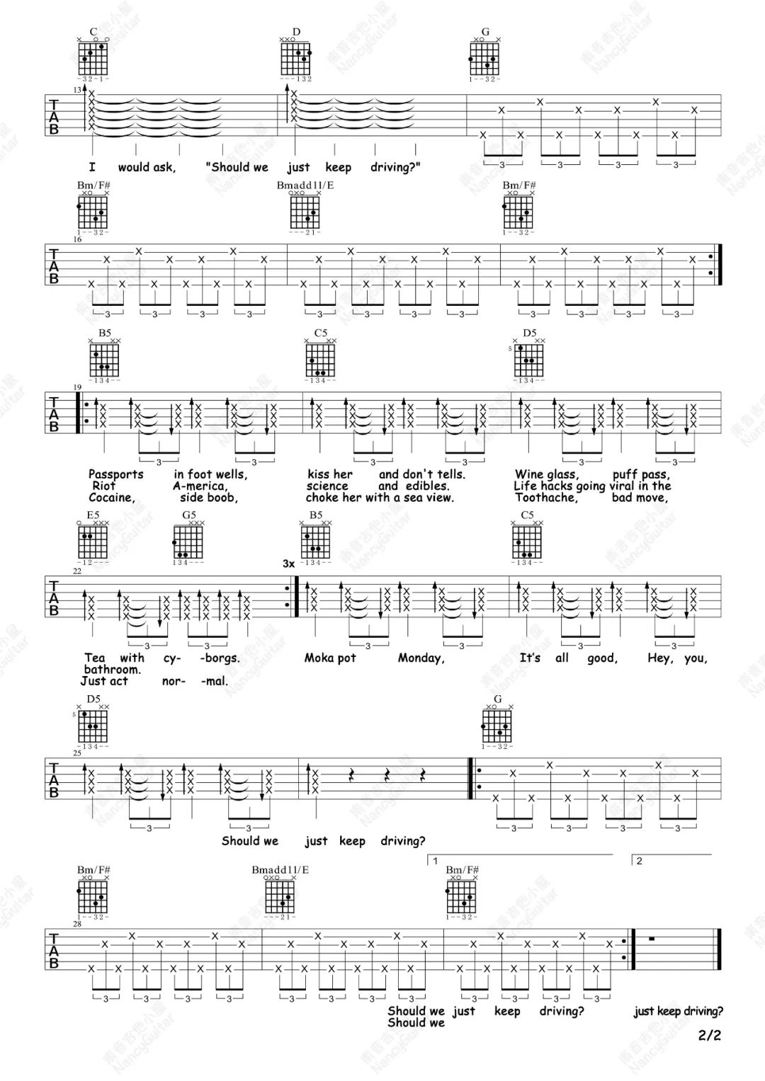 Harry Styles《Keep Driving》吉他谱_G调吉他谱_吉他弹唱视频教学-图2