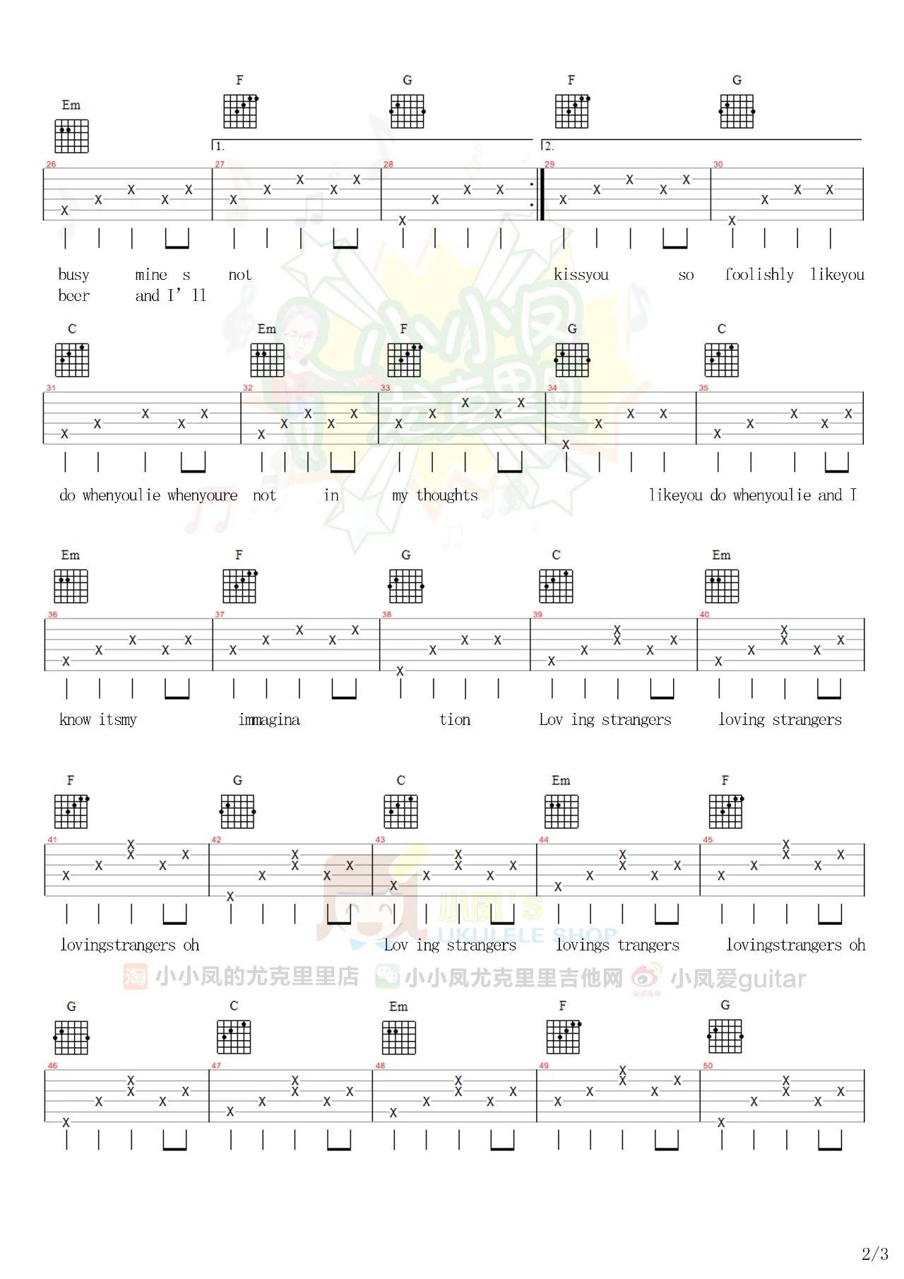 谭秋娟《Loving Strangers》吉他谱_C调吉他谱_吉他弹唱视频教学-图2