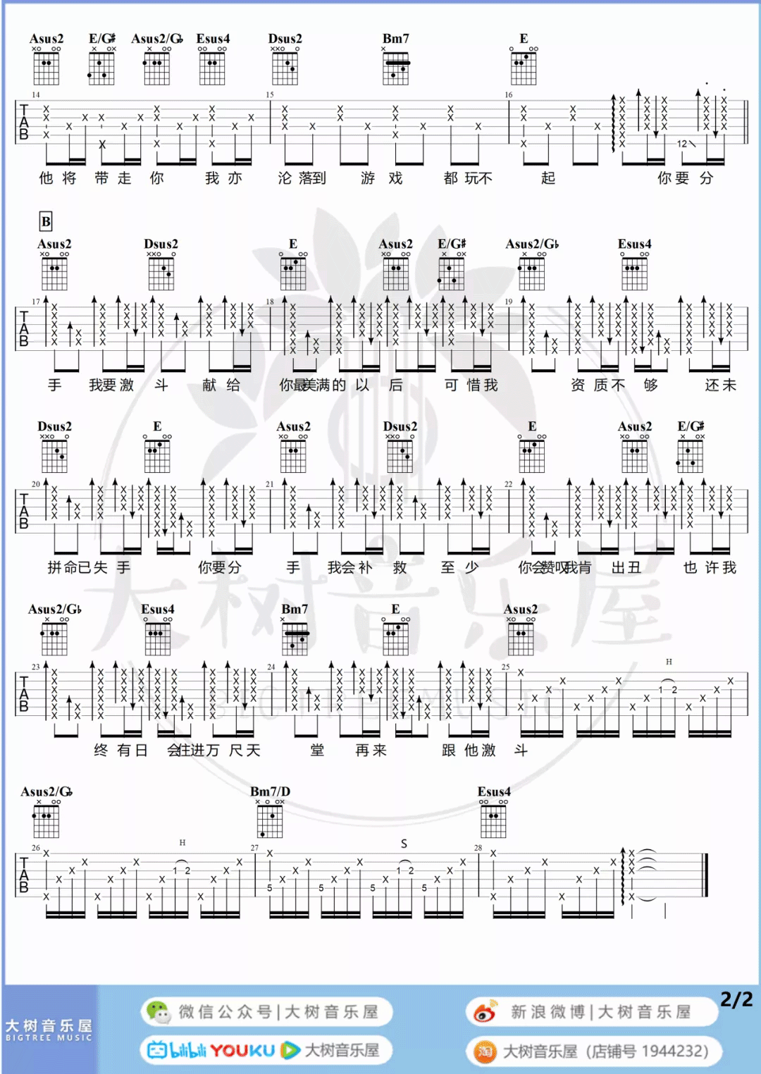 古巨基《任天堂流泪》吉他谱_A调指法原版吉他谱_吉他弹唱视频教学-图2