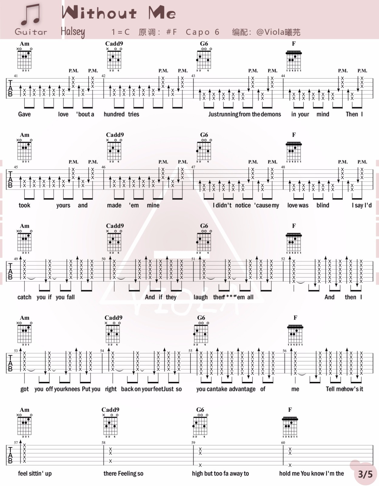 Halsey《Without Me》吉他谱_C调原版吉他谱_吉他弹唱视频教学-图3